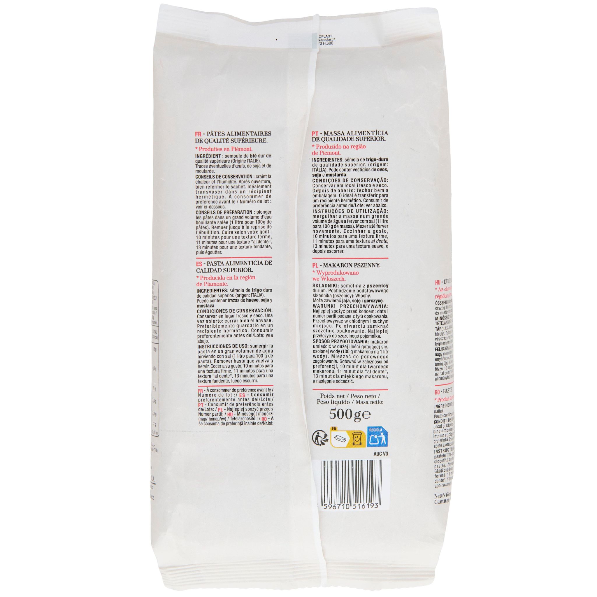 Voir la diapositive 2 : AUCHAN TAVOLA IN ITALIA Farfalle al bronzo 500g