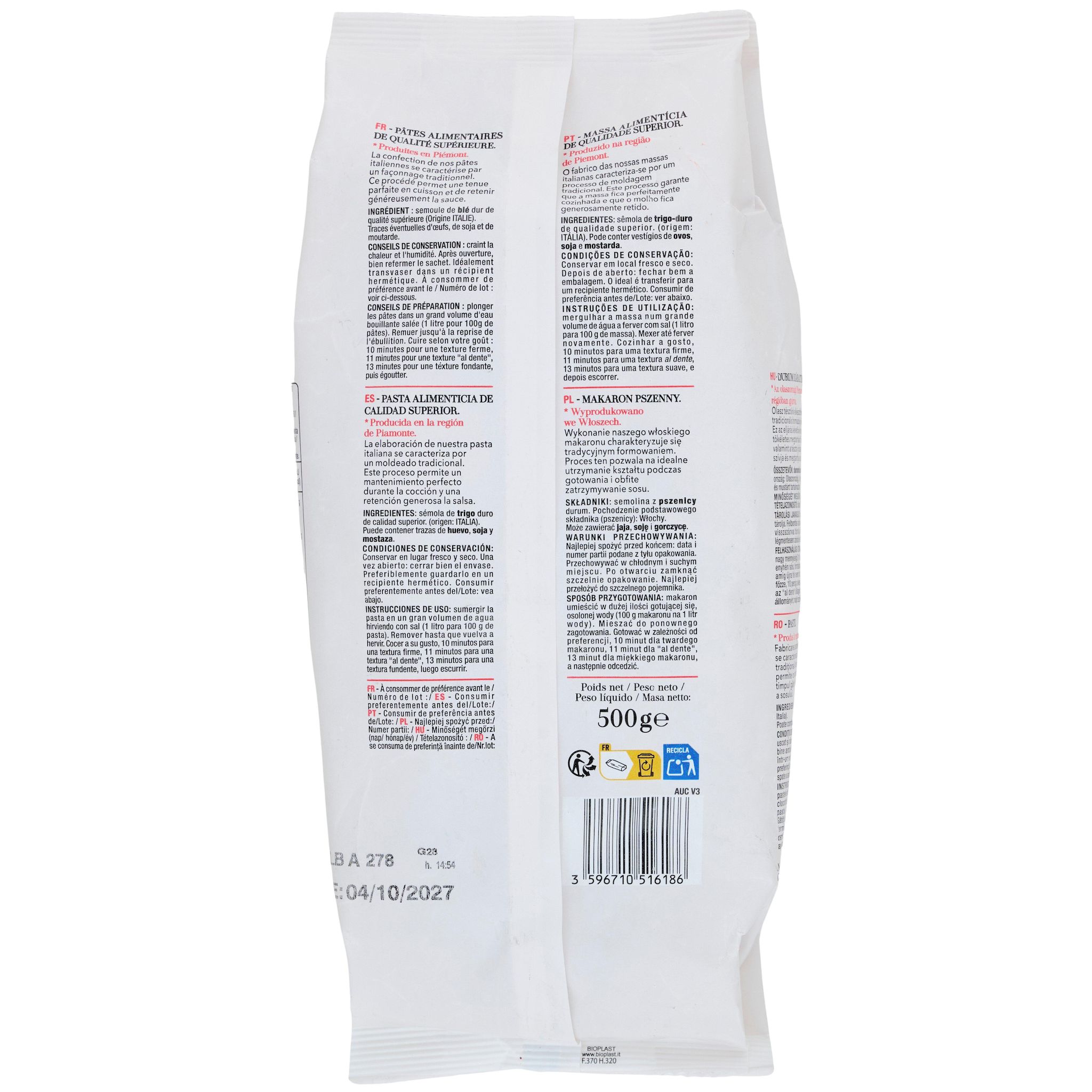 Voir la diapositive 5 : AUCHAN TAVOLA IN ITALIA Fusilli al bronzo 500g