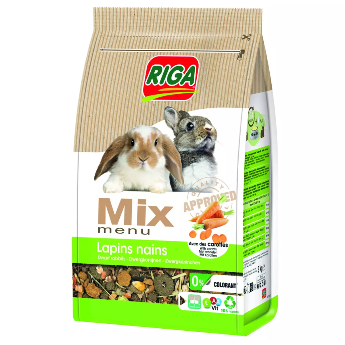 RIGA Mix menu avec des carottes pour lapins nains 3kg