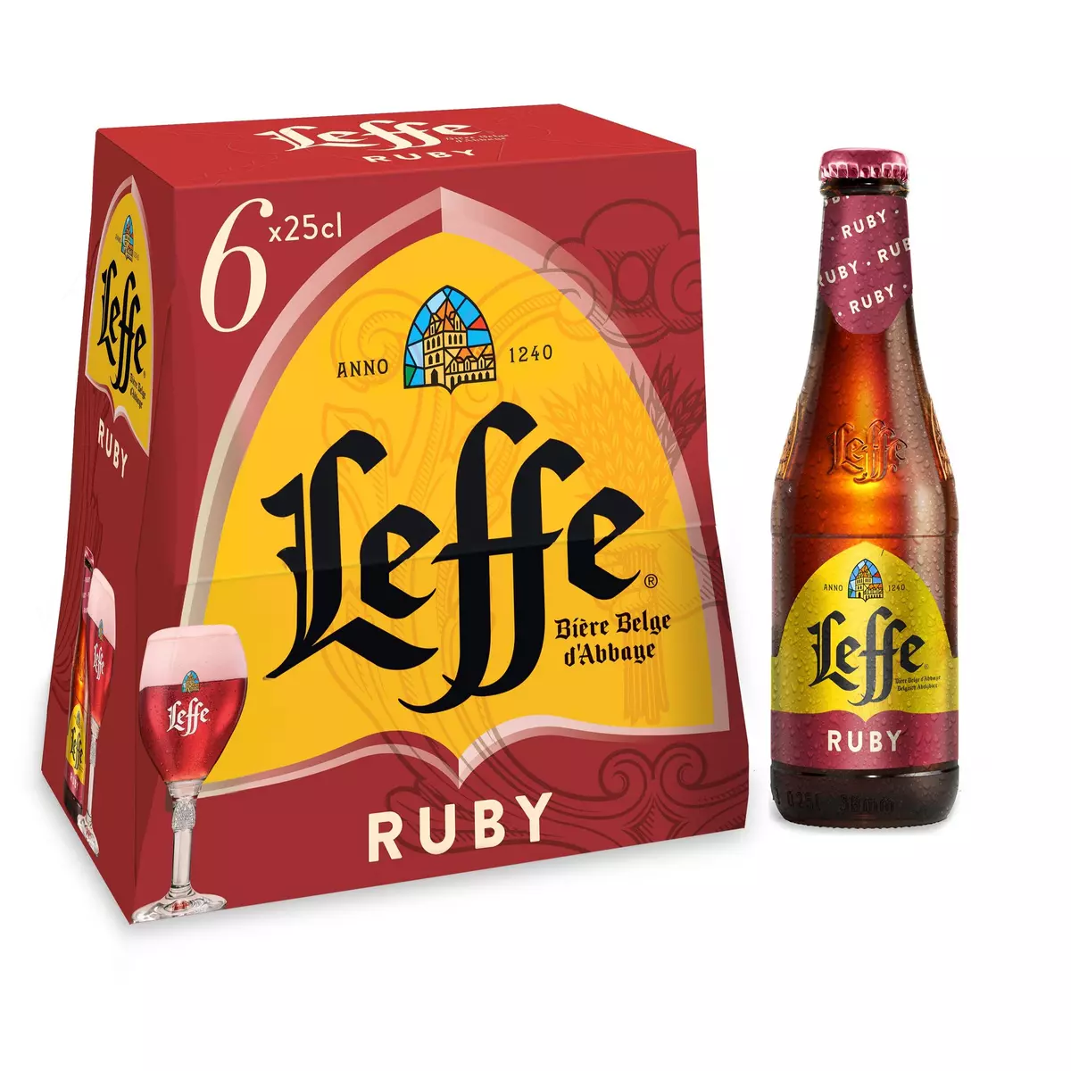 LEFFE Bière Ruby aromatisée fruits rouges 5% bouteilles 6x25cl