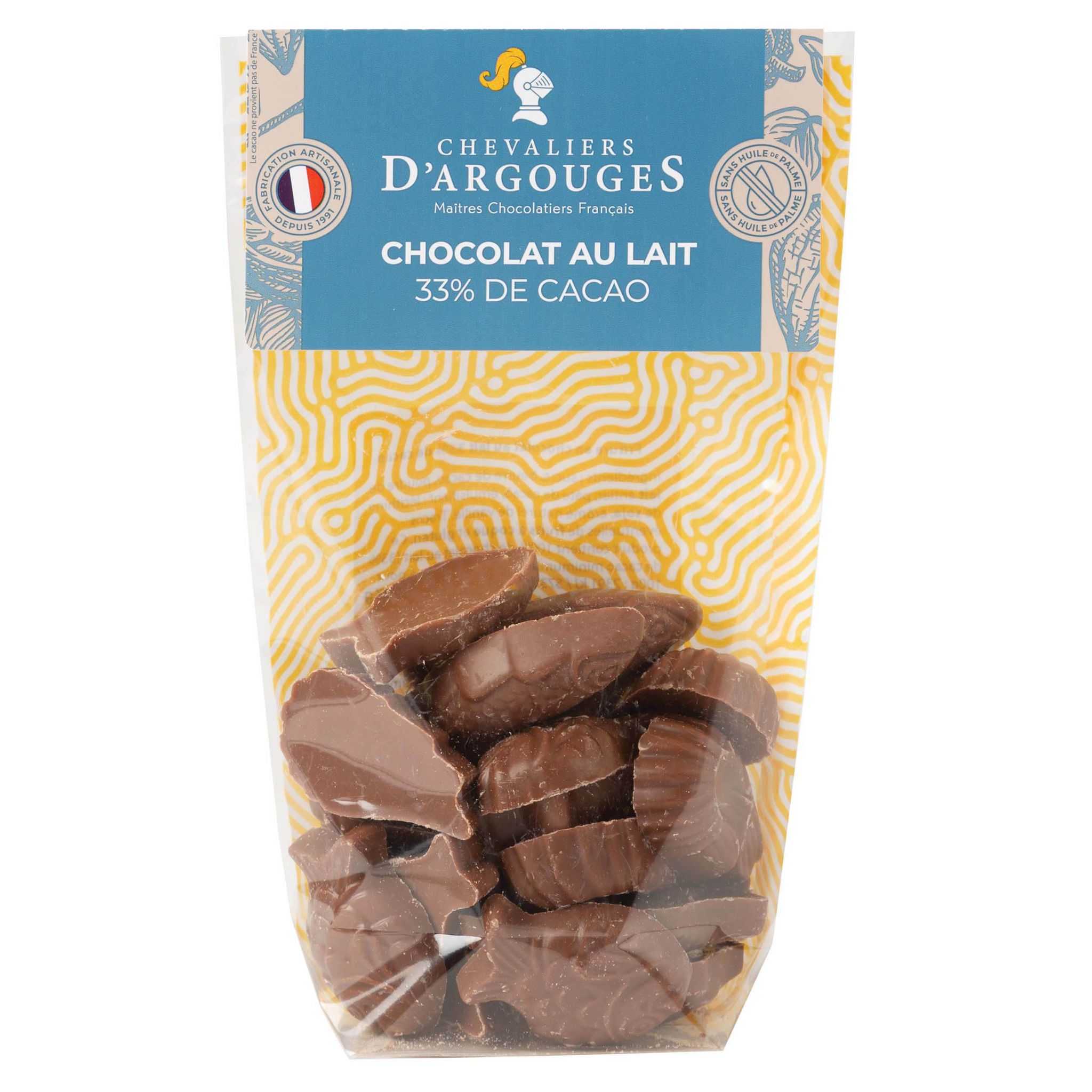CHEVALIERS D'ARGOUGES Chocolat au lait fritures de Pâques 33% de cacao 110g