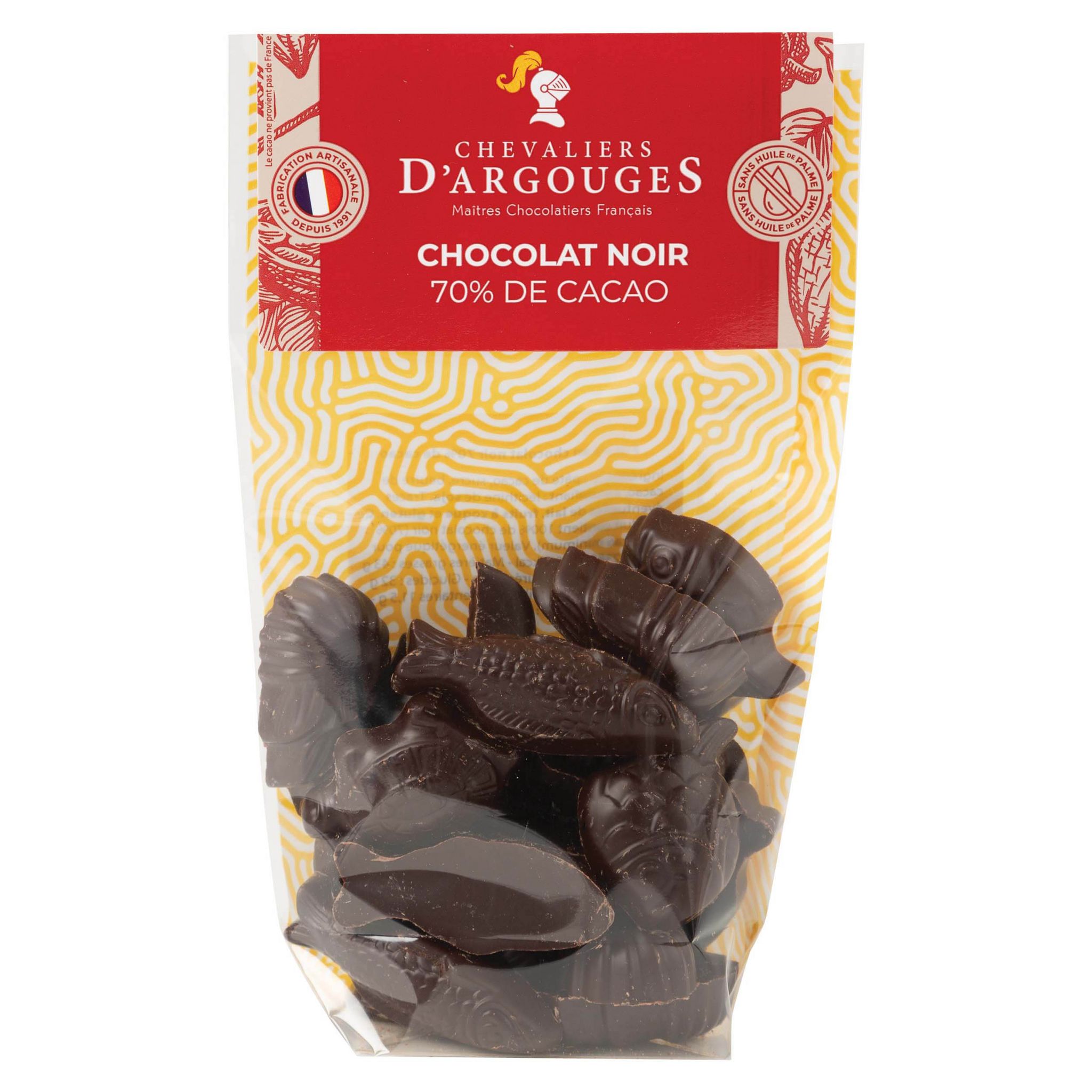 CHEVALIERS D'ARGOUGES Chocolat noir friture de Pâques 70% de cacao 110g