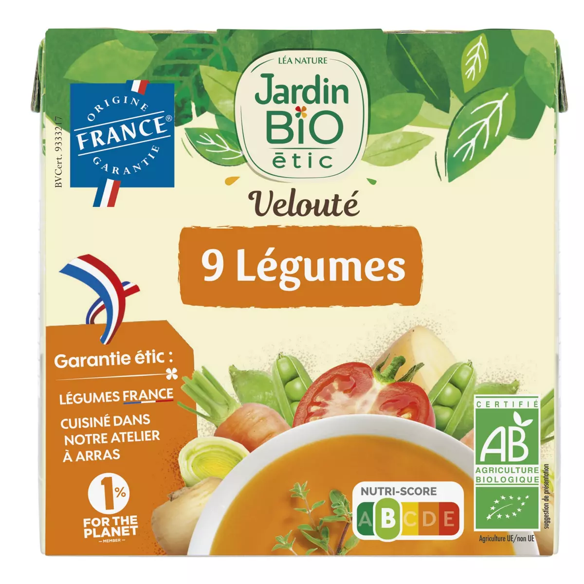 JARDIN BIO ETIC Soupe veloutée 9 légumes 2 briques 2x33cl