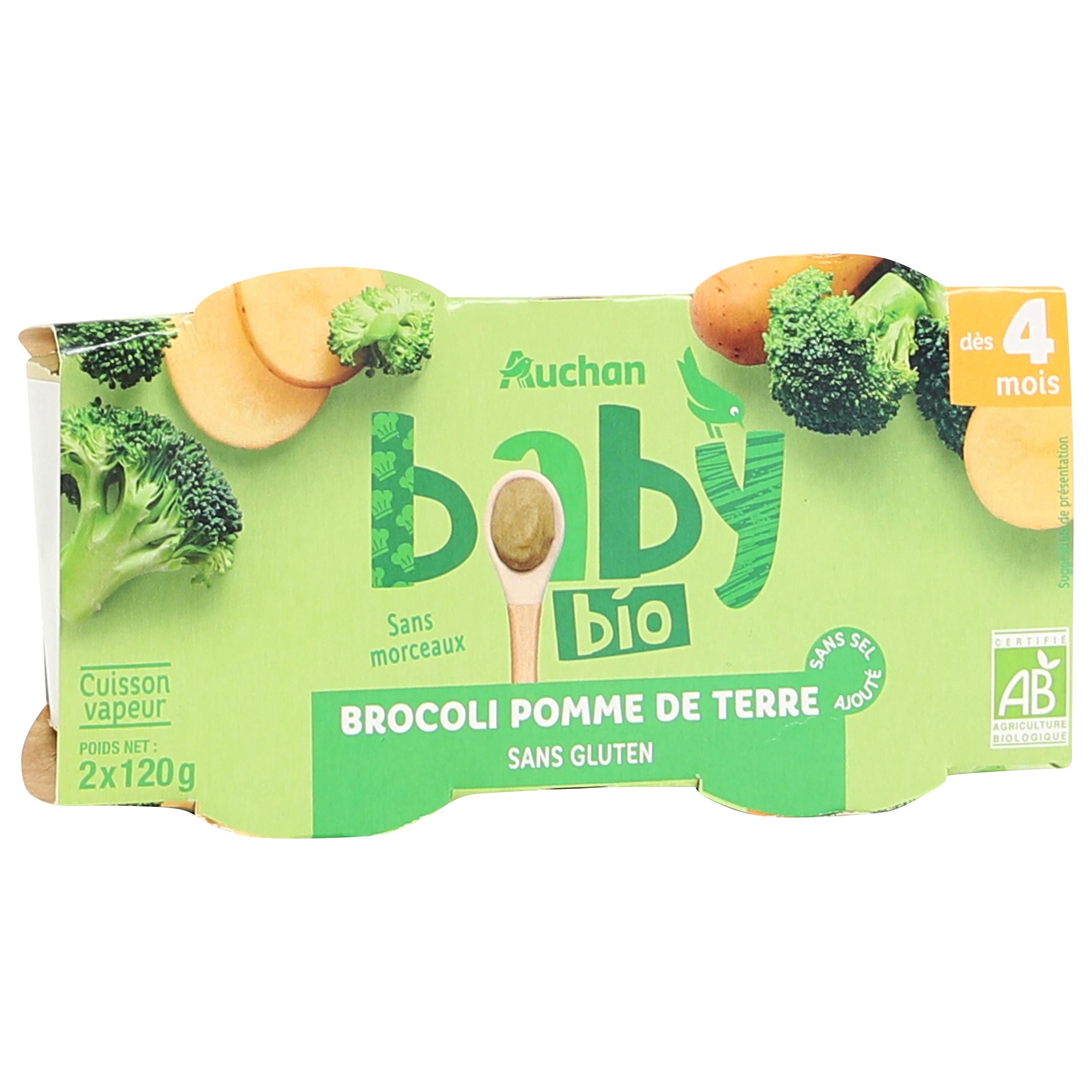 Voir la diapositive 4 : AUCHAN BABY BIO Bol brocoli pomme de terre dès 4 mois 2x120g