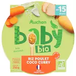 AUCHAN BABY BIO Assiette riz poulet coco curry dès 15 mois 250g