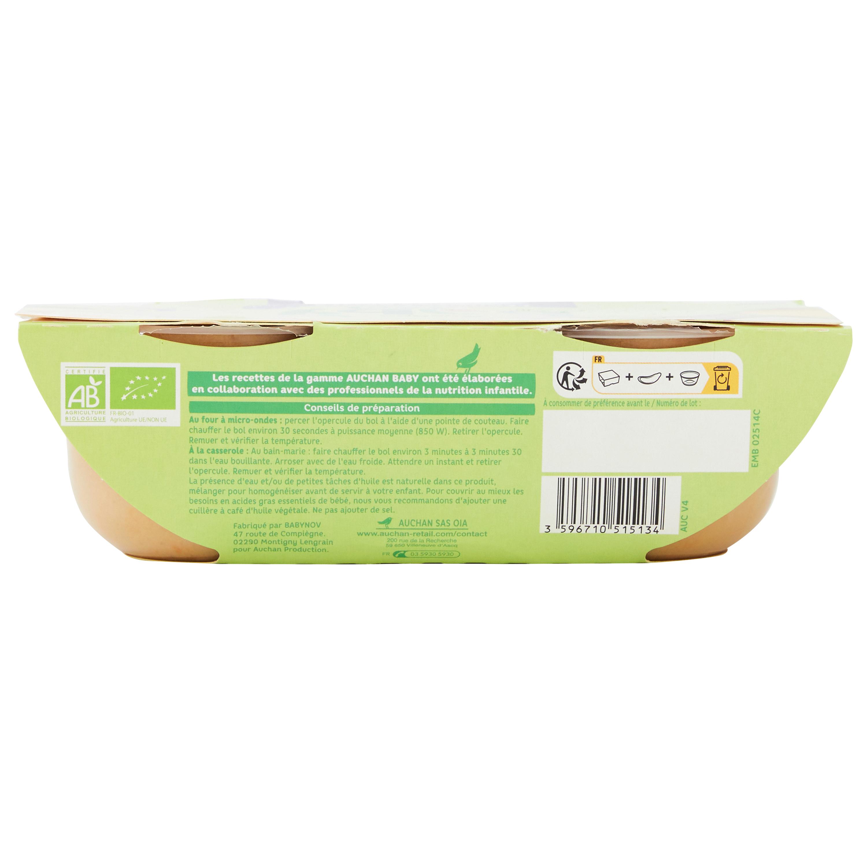 Voir la diapositive 3 : AUCHAN BABY BIO Bol légumes oubliés dès 8 mois 2x200g