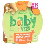AUCHAN BABY BIO Assiette de panais patate douce et dinde dès 12 mois 230g