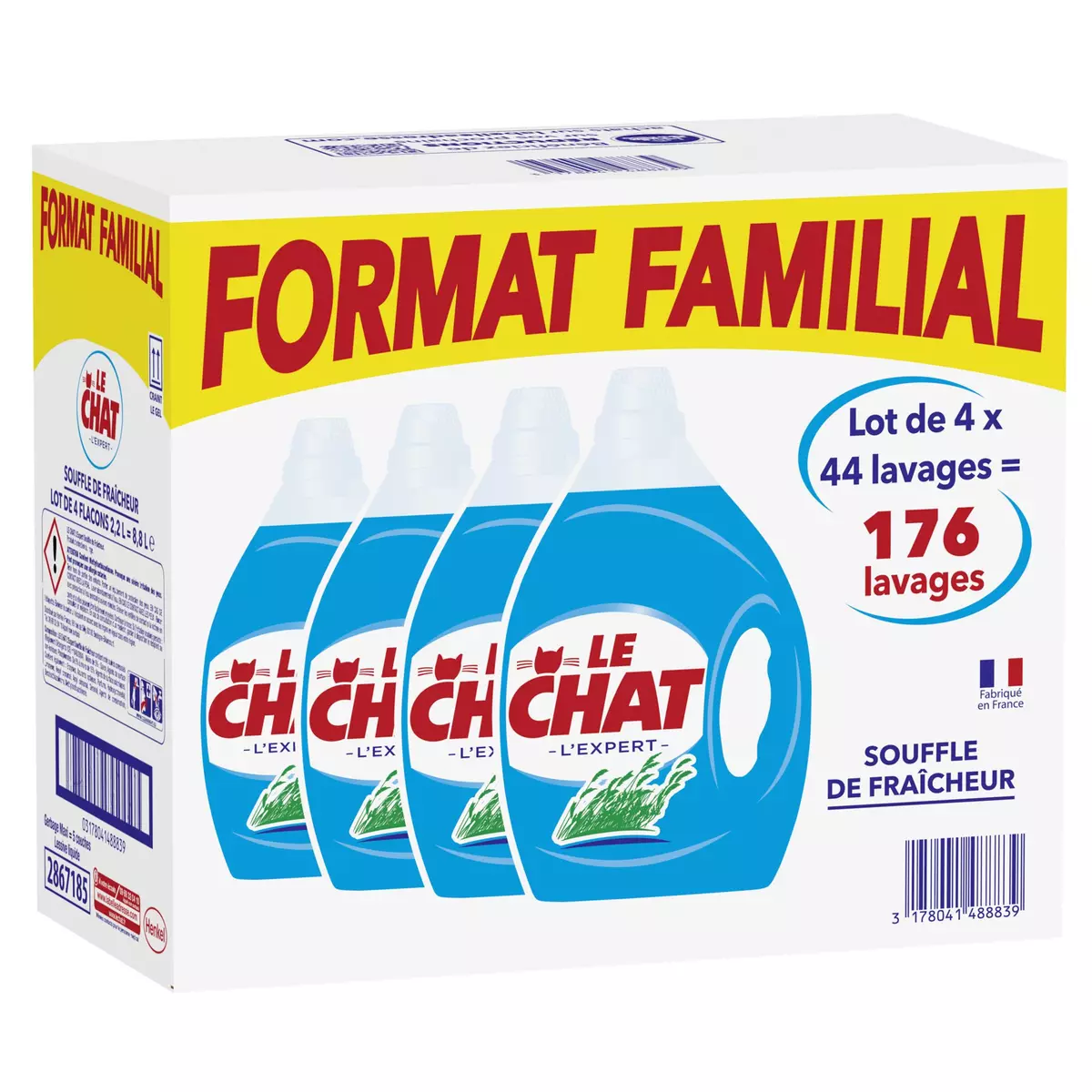 LE CHAT Lessive souffle de fraicheur format familial 4x44 lavages 8.8L