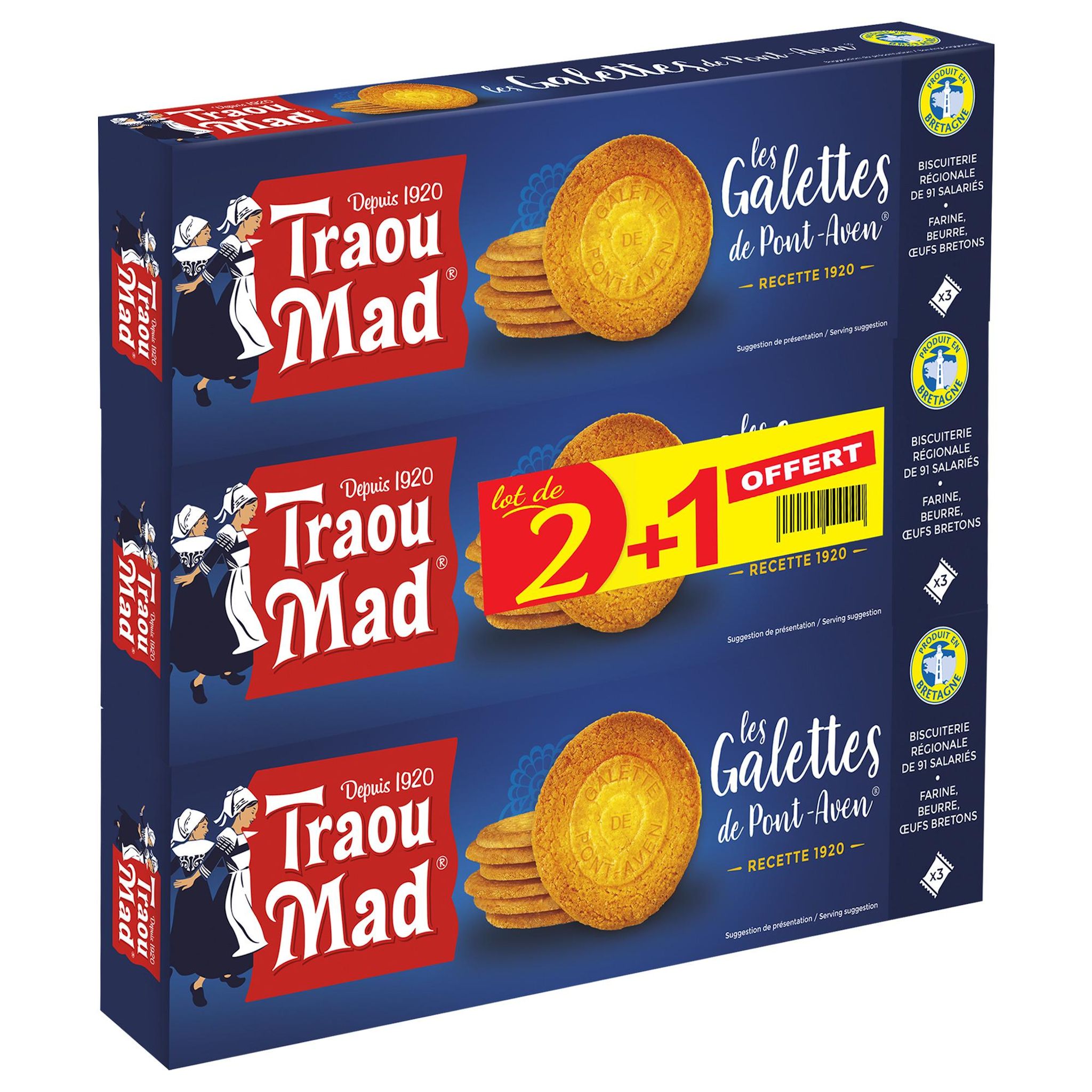 TRAOU MAD Galettes bretonnes au beurre 2+1 offert 3x100g