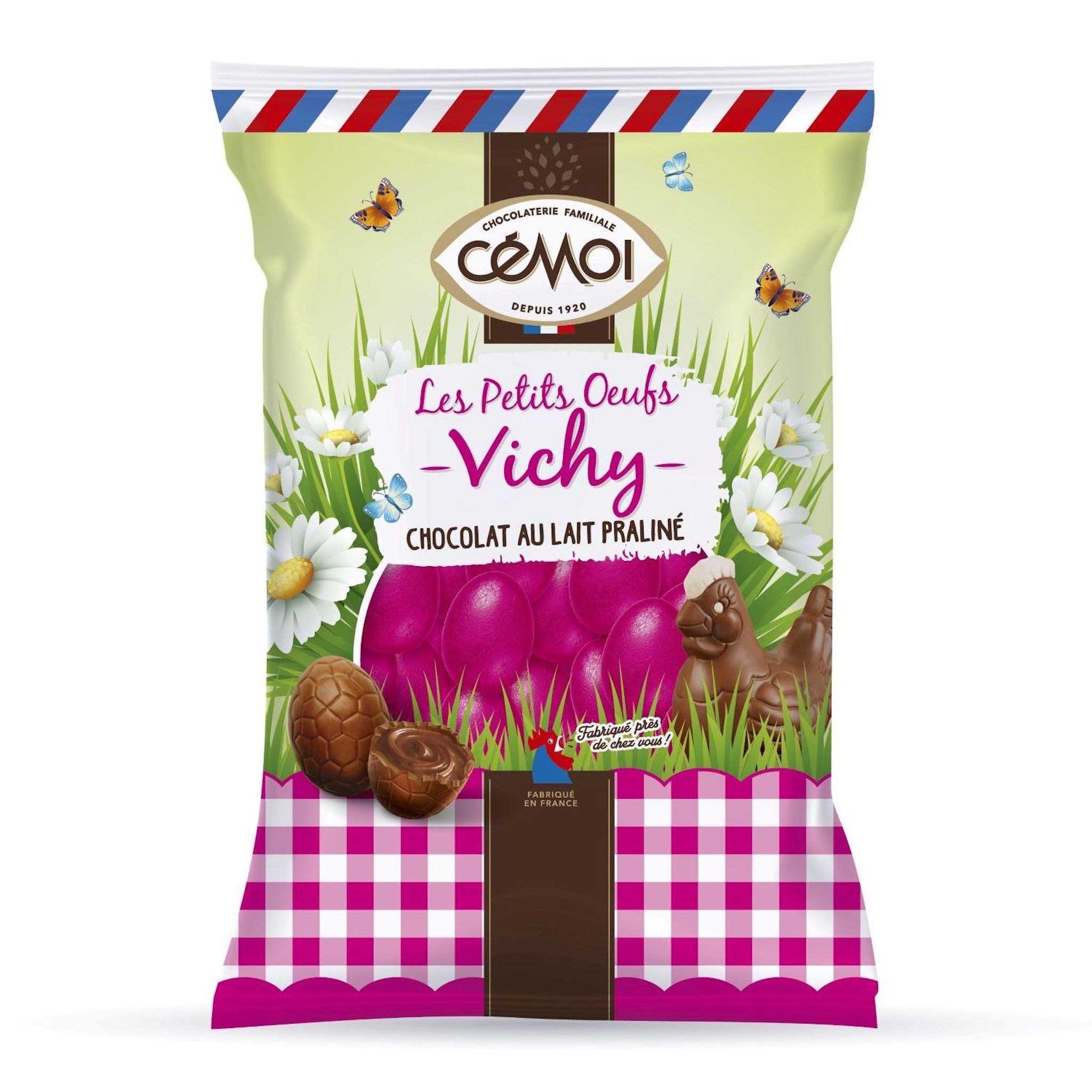 CEMOI Les petits oeufs Vichy au chocolat au lait praliné 200g