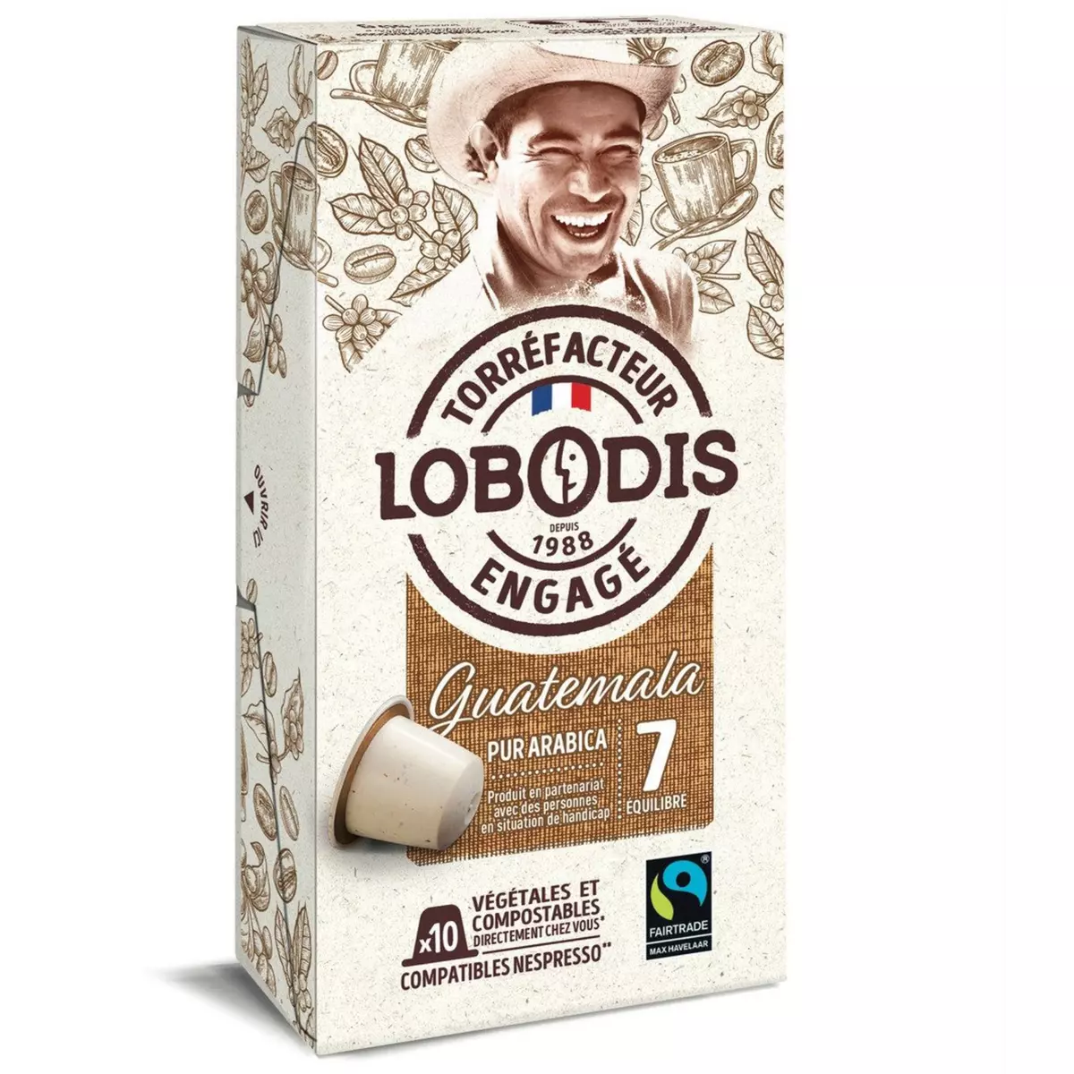 LOBODIS Capsules de café Guatemala intensité 7 compatibles Nespresso 10 capsules 50g