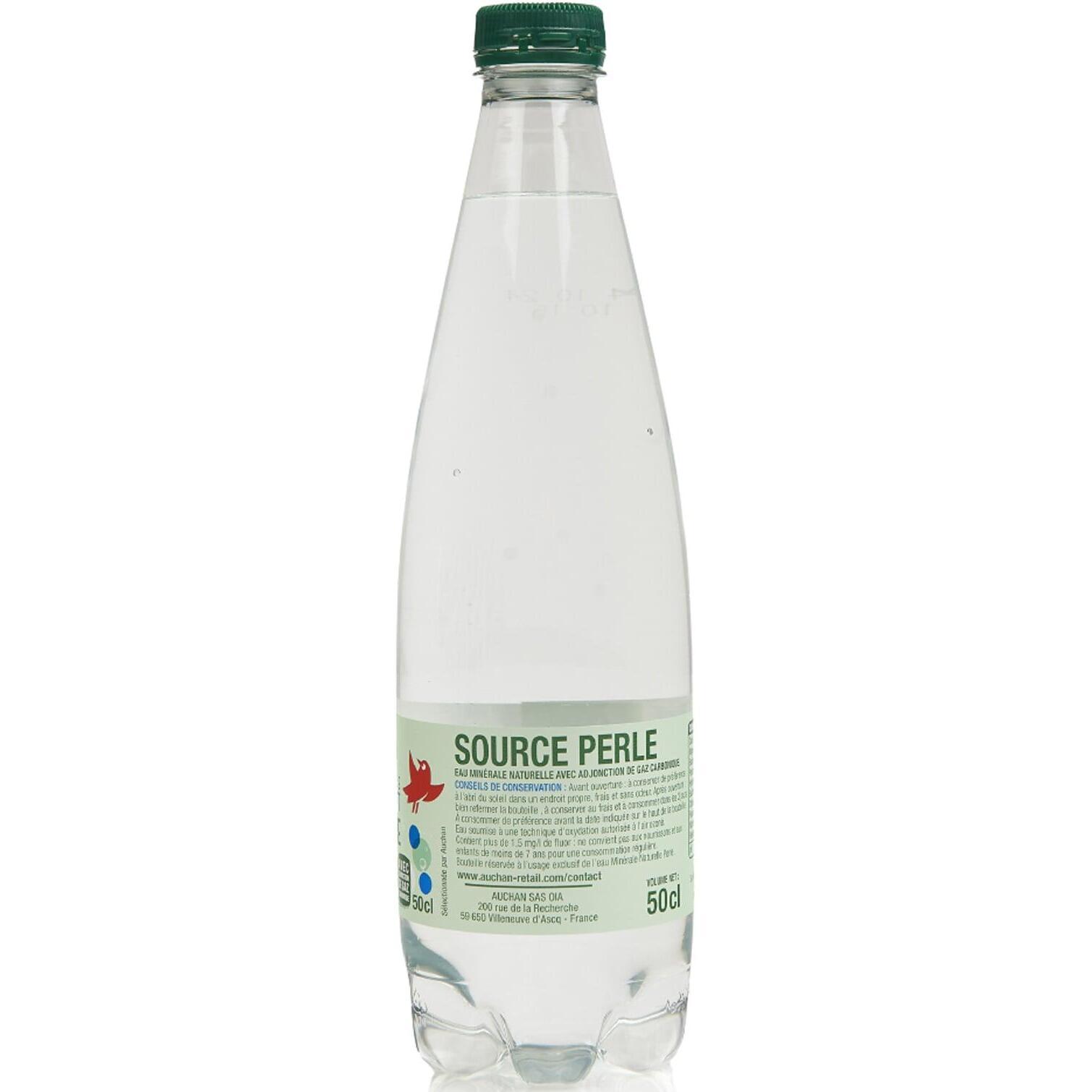 Voir la diapositive 2 : AUCHAN Eau gazeuse source perle 50cl