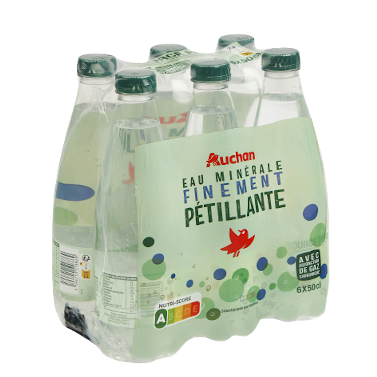 AUCHAN Eau gazeuse source perle 6x0.5l