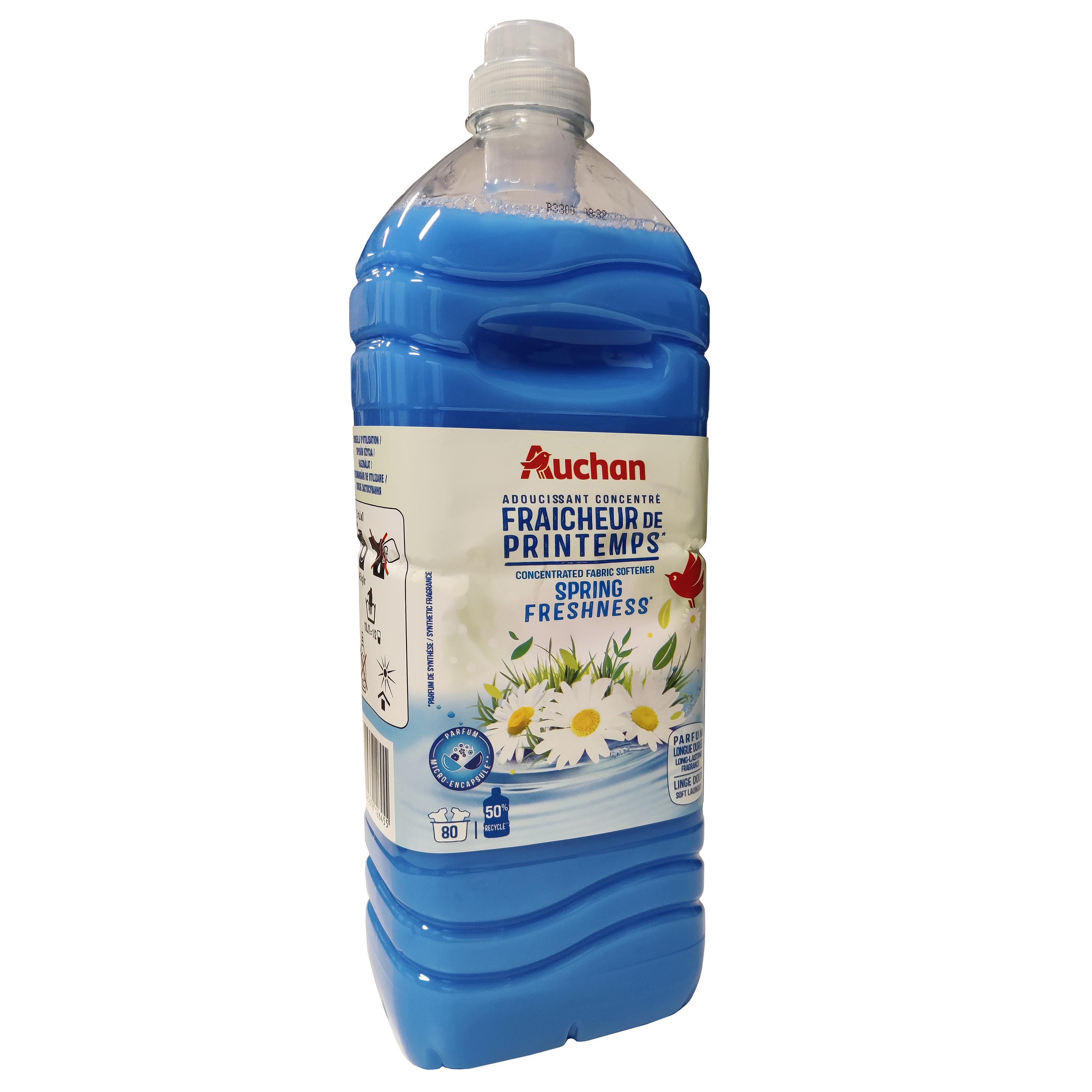 Voir la diapositive 2 : AUCHAN Adoucissant liquide concentré fraîcheur de printemps 80 lavages 2l