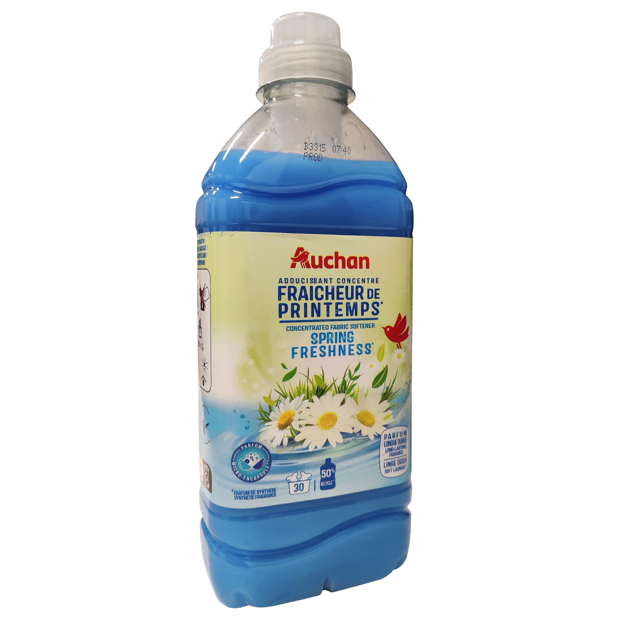 Voir la diapositive 3 : AUCHAN Adoucissant liquide concentré fraîcheur de printemps 30 lavages 750ml