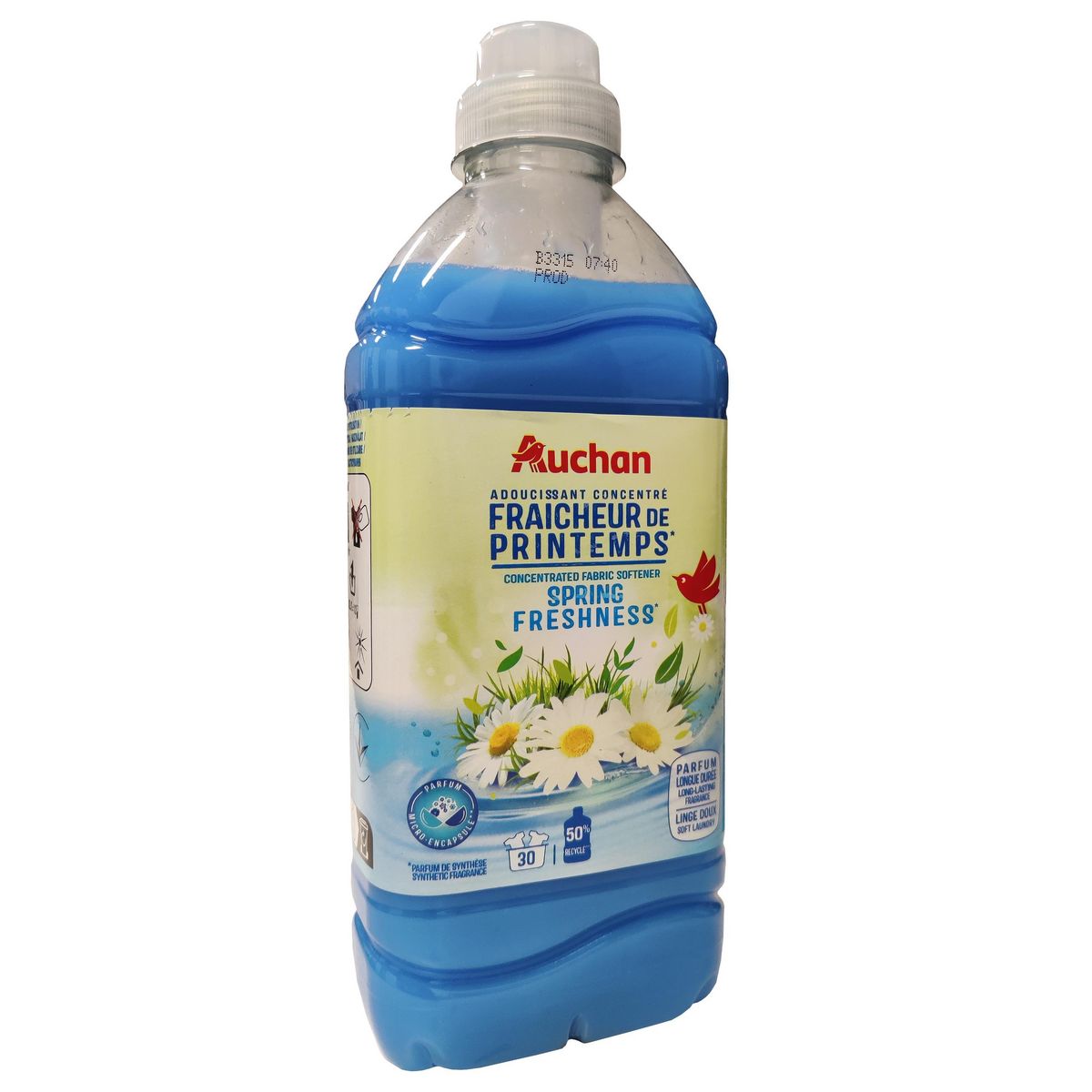 AUCHAN Adoucissant liquide concentré fraîcheur de printemps 30 lavages 750ml