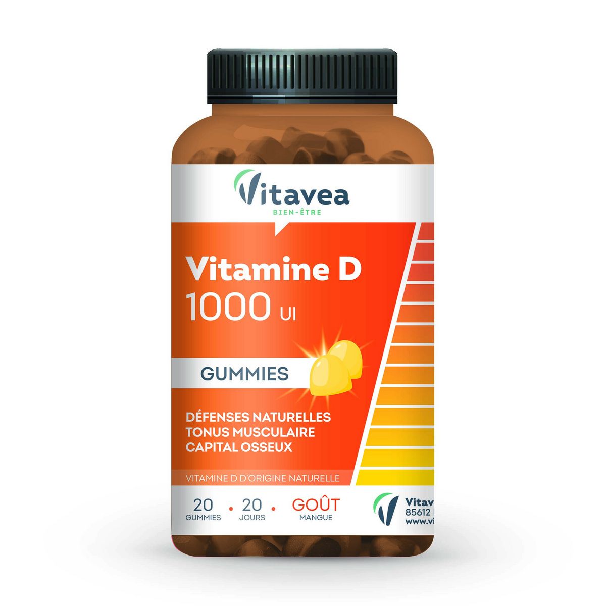 VITAVEA Gummies vitamine D goût mangue 20 jours 20 gummies