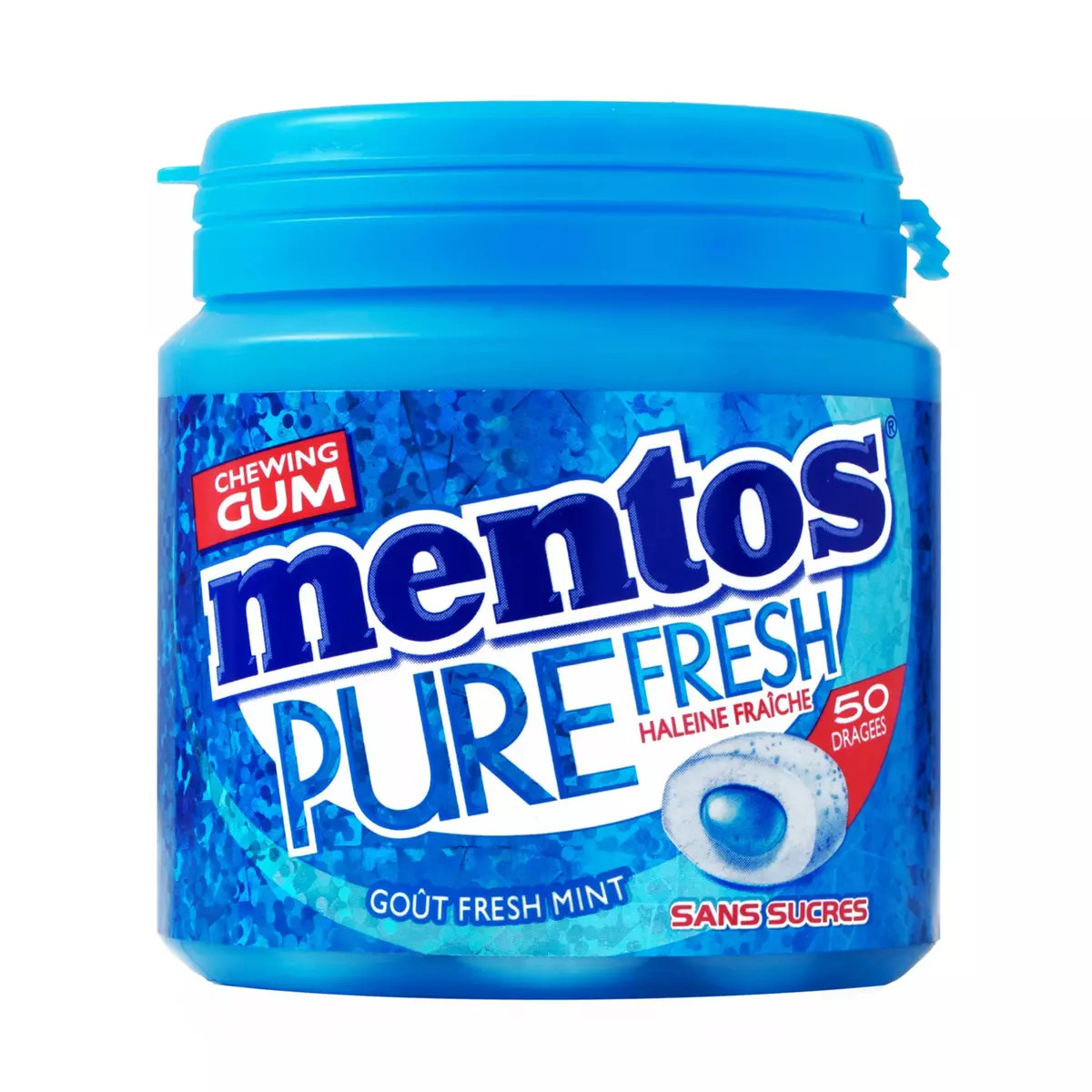 MENTOS Pure fresh Box chewing-gums fresh mint sans sucres 50 dragées 100g