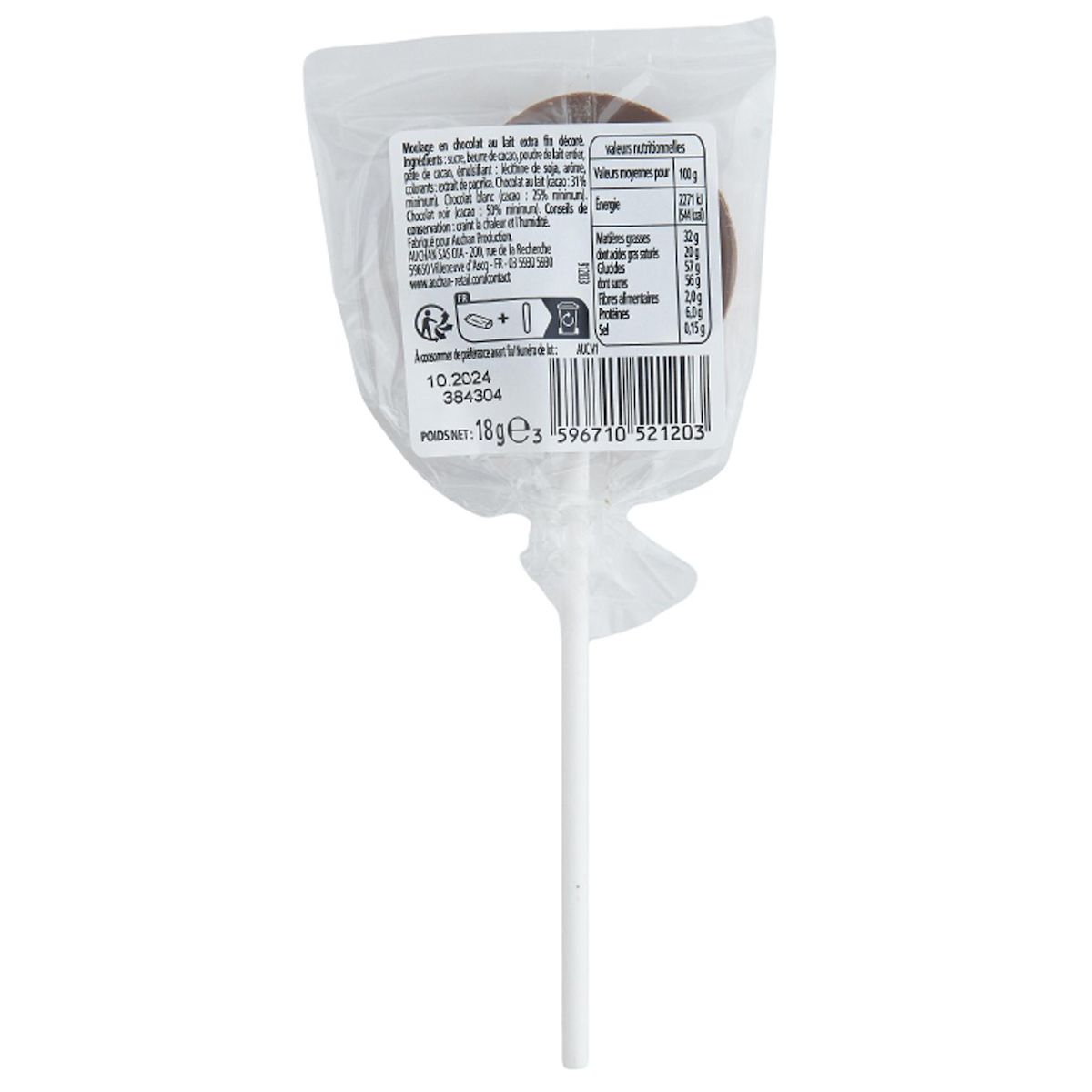 VENDOME Sucette en chocolat de pâques 1 sucette 18g