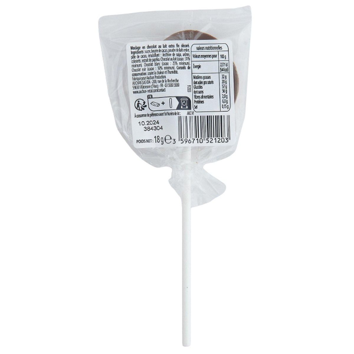 VENDOME Sucette en chocolat de pâques 1 sucette 18g