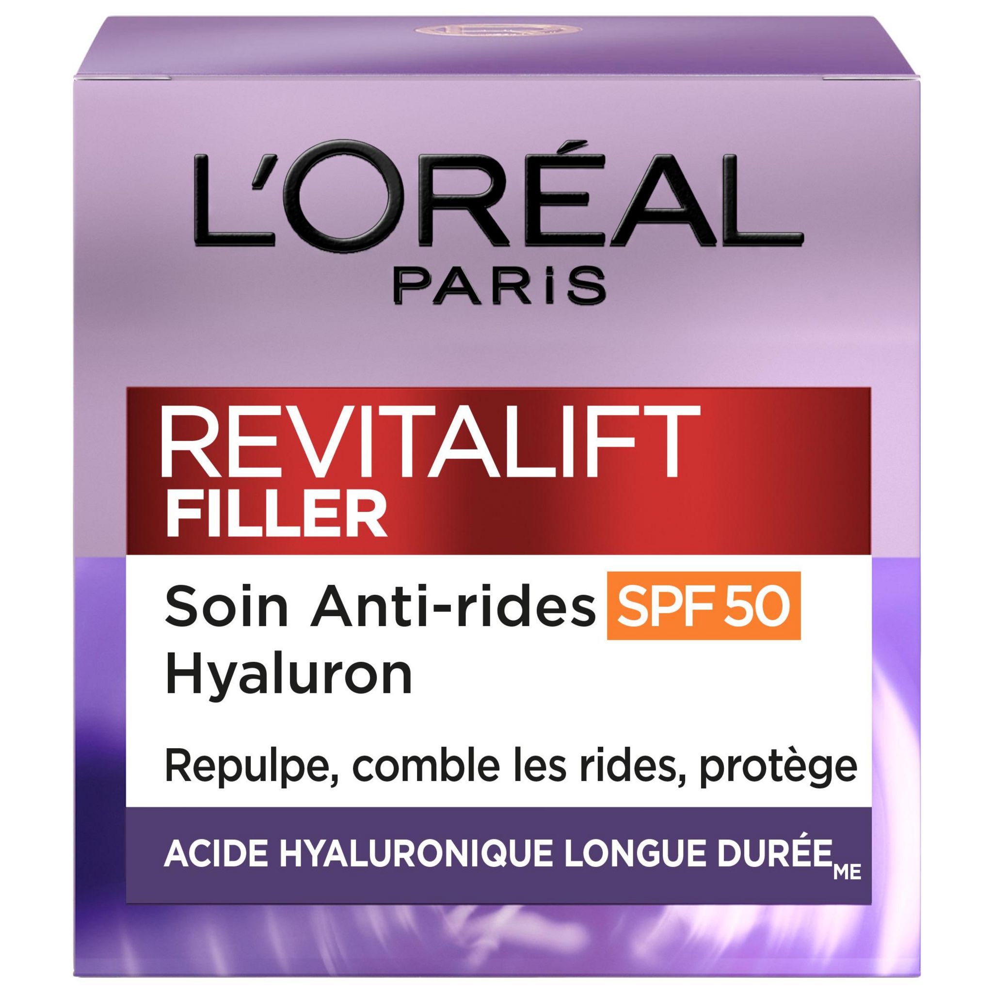Voir la diapositive 3 : L'OREAL Revitalift filler soin repulpant anti-âge + acide hyaluronique SPF50 50ml