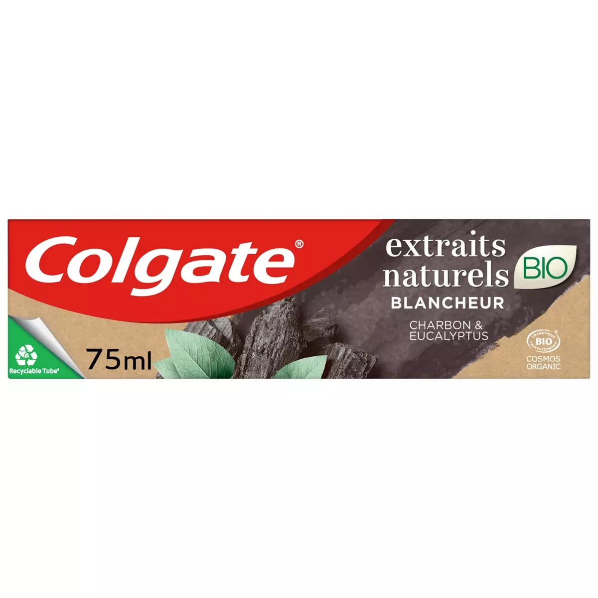 COLGATE Dentifrice blancheur bio aux extraits naturels de charbon et eucalyptus 75ml