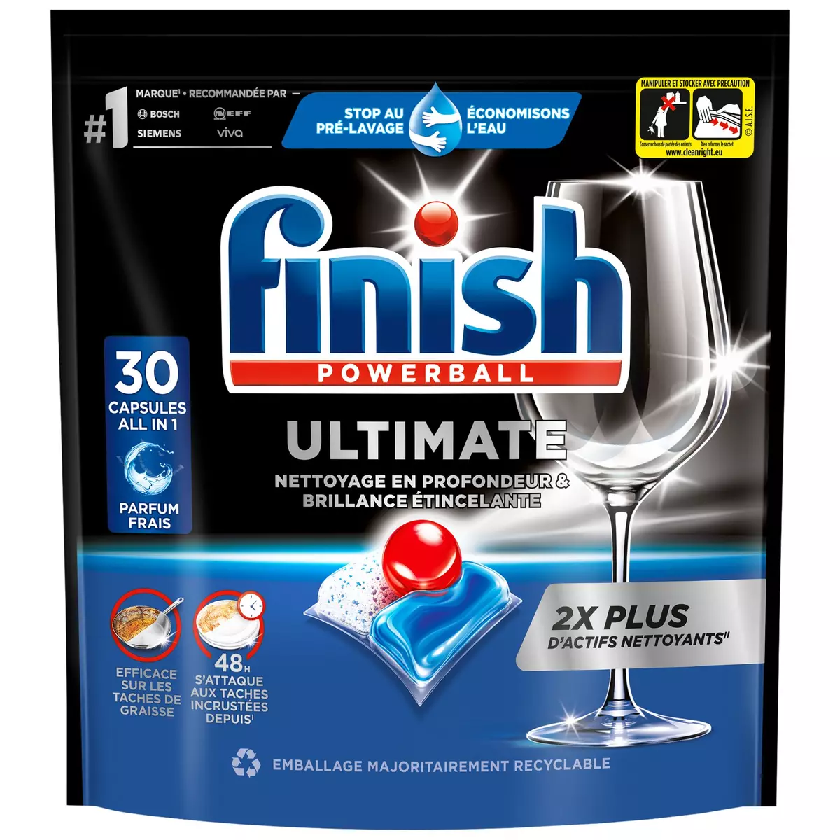 FINISH Capsules lave-vaisselle Ultimate 48h Tout en 1 30 tablettes