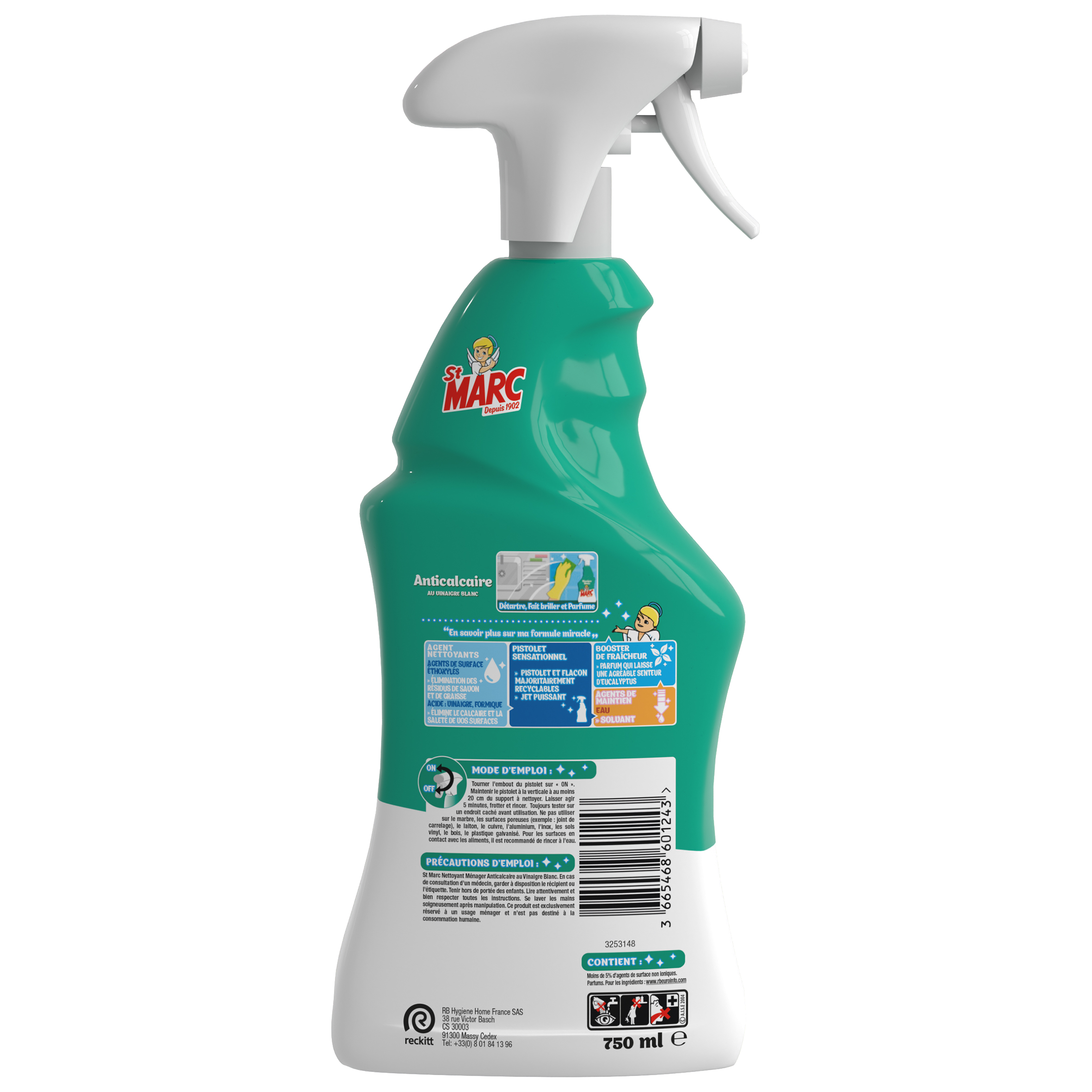 Voir la diapositive 2 : ST MARC Spray anticalcaire au vinaigre blanc salle de bain 750ml