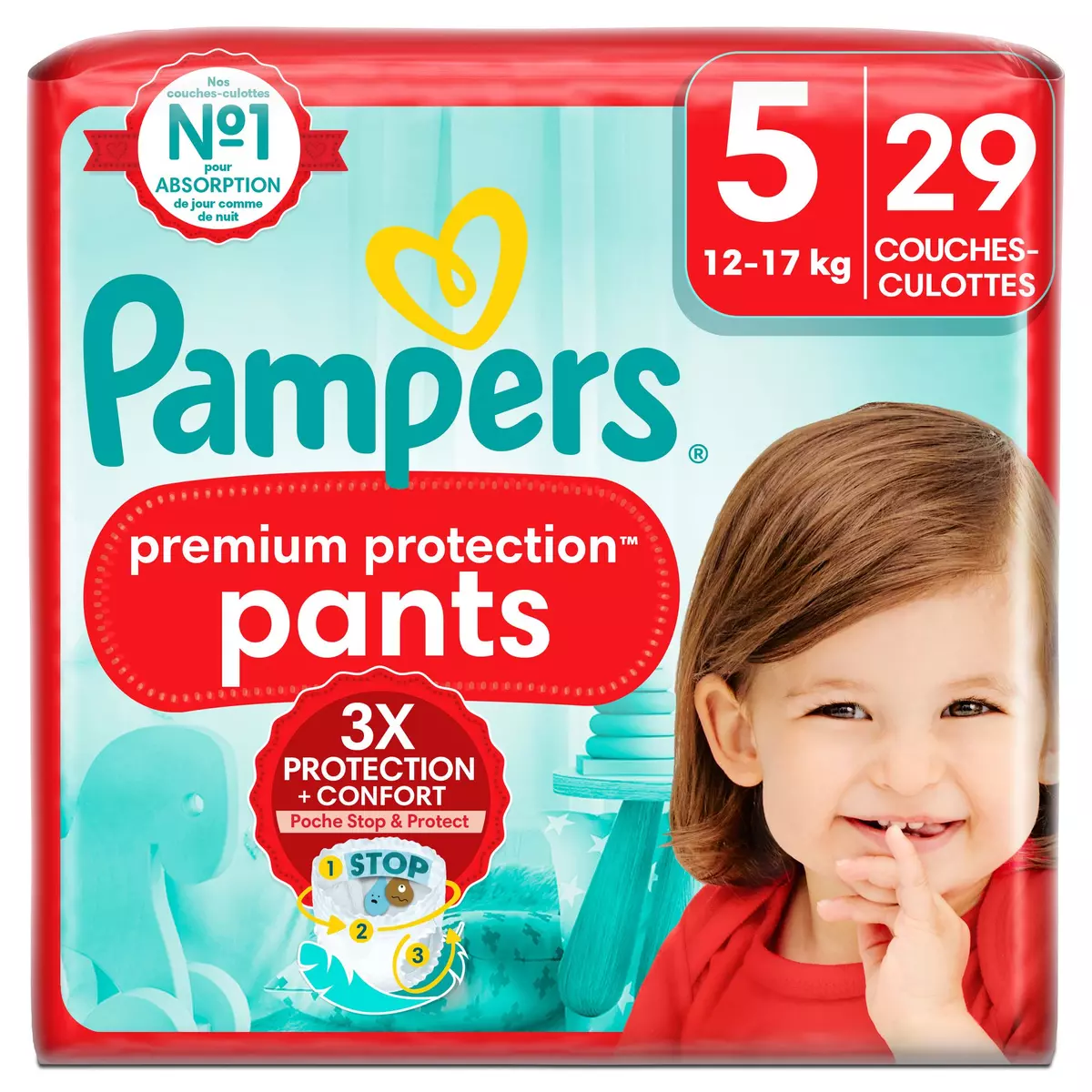 PAMPERS Premium protection couches culottes taille 5 (12-17kg) 29 couches  pas cher 