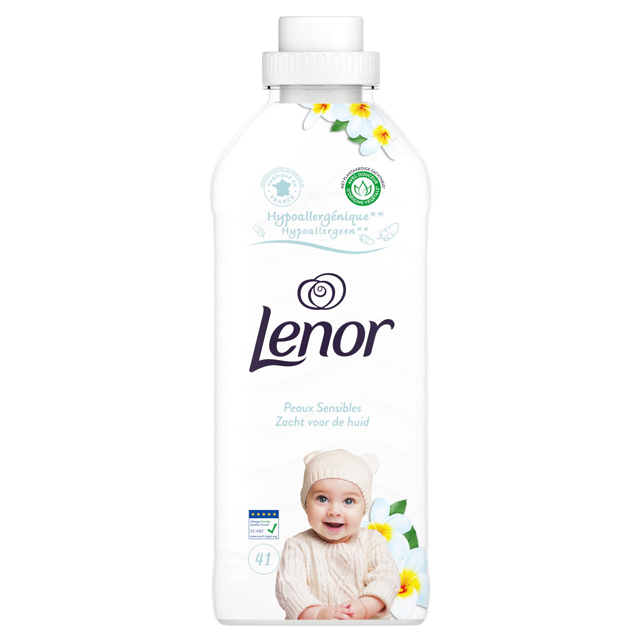 Voir la diapositive 2 : LENOR Adoucissant liquide peaux sensibles 41 lavages 0.861l