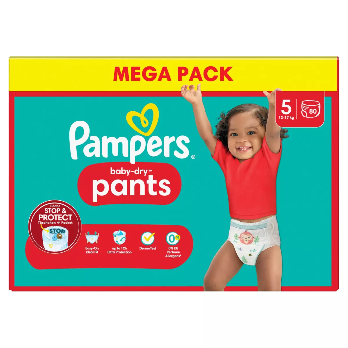 PAMPERS : Baby-Dry Pants - Couches-culottes taille 5 (12-17 kg) -  chronodrive