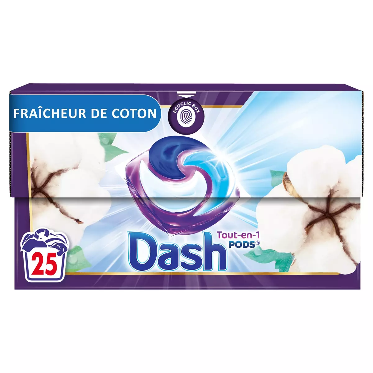 DASH Pods Lessive en capsules tout en 1 sélection florale fraîcheur de coton 25 capsules