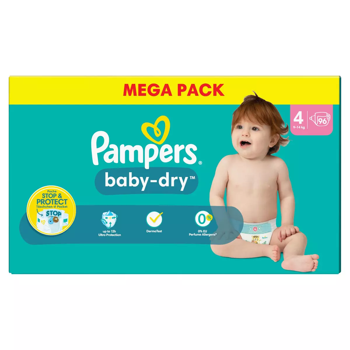 Pampers Baby-Dry Taille 4, 92 Couches