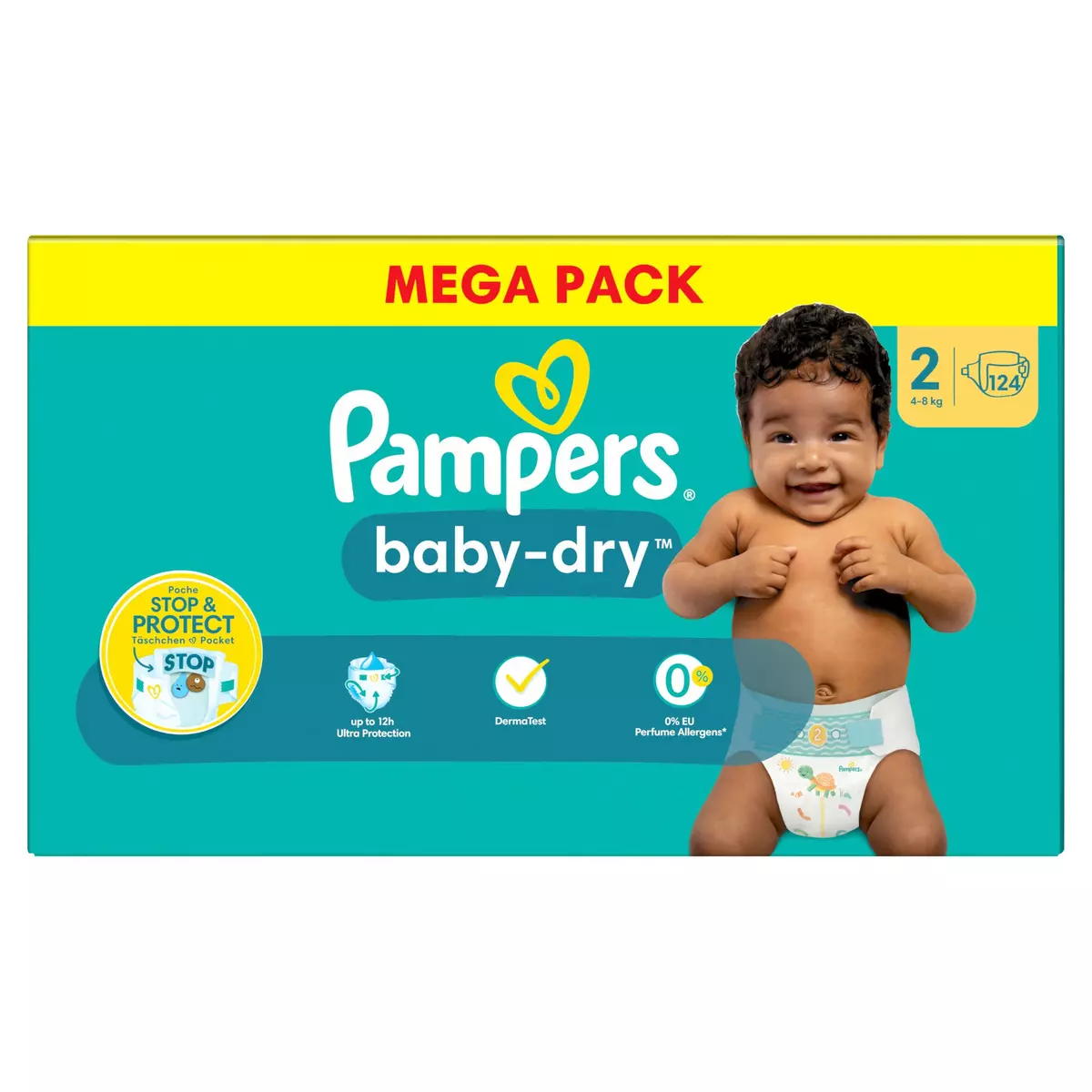 PAMPERS Baby-dry couches taille 2 (4-8kg) 124 couches