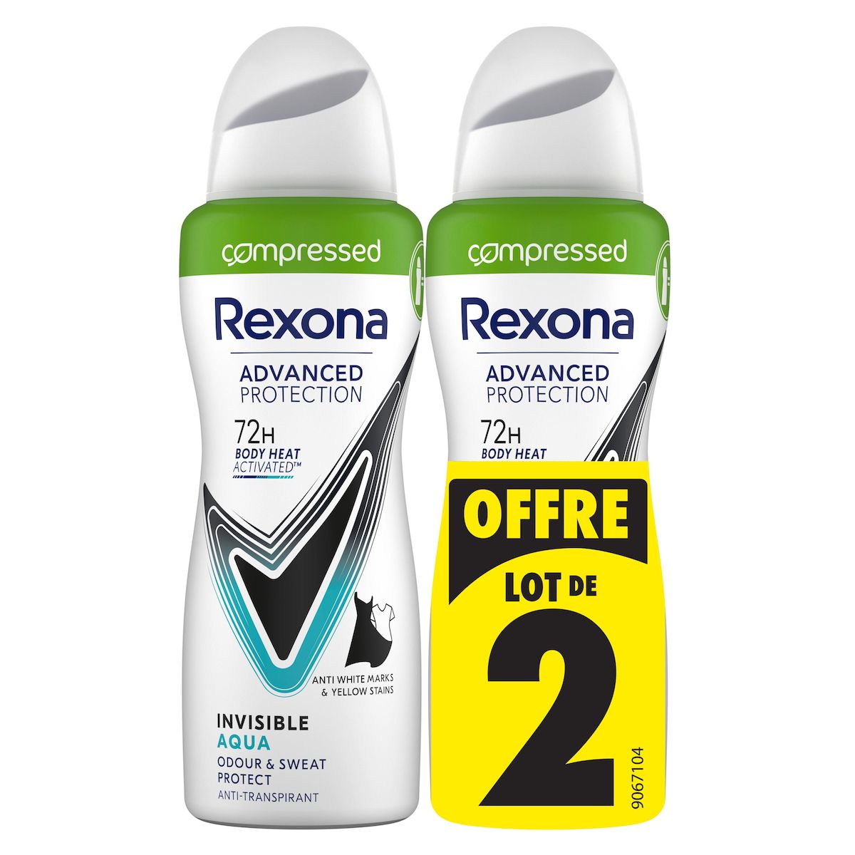 REXONA Déodorants anti-traces invisibles Aqua 2x100ml