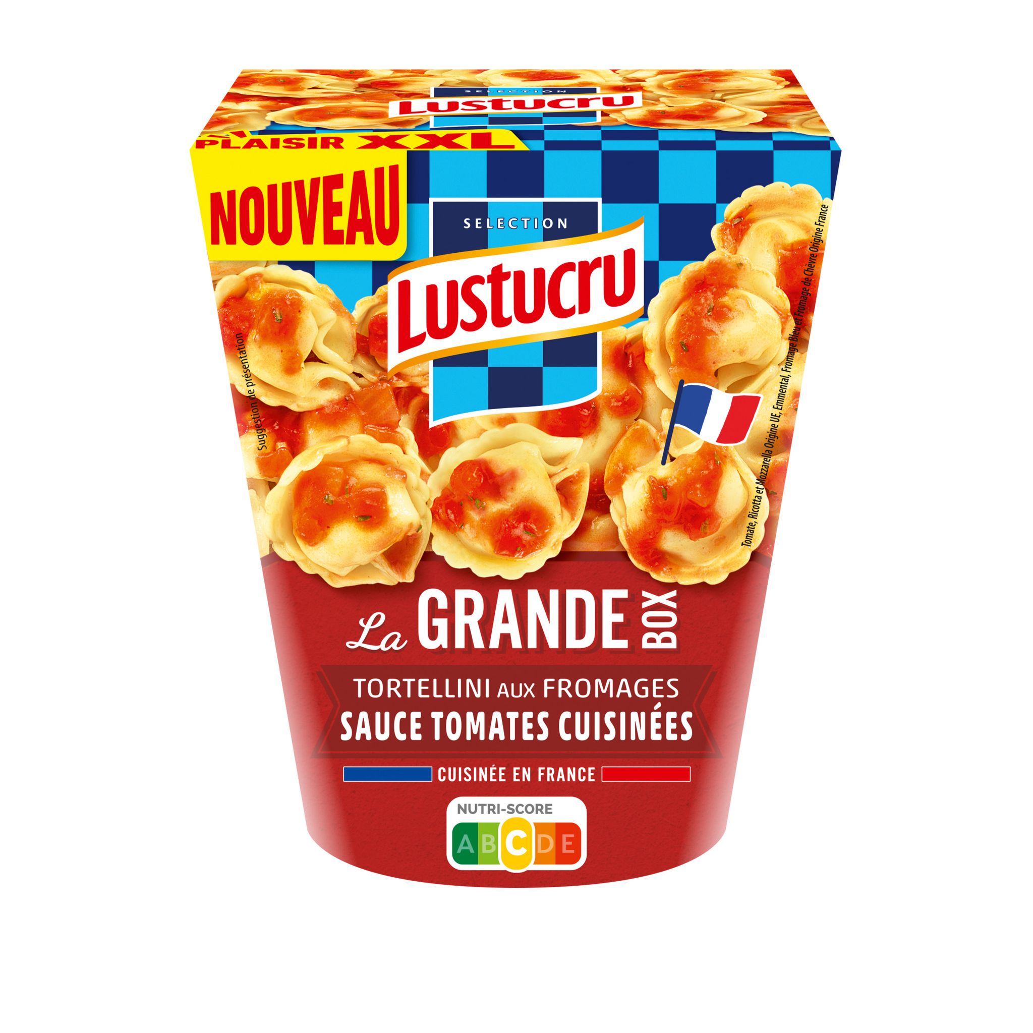 LUSTUCRU Box pâtes tortellini aux fromages sauce tomate 1 part 360g