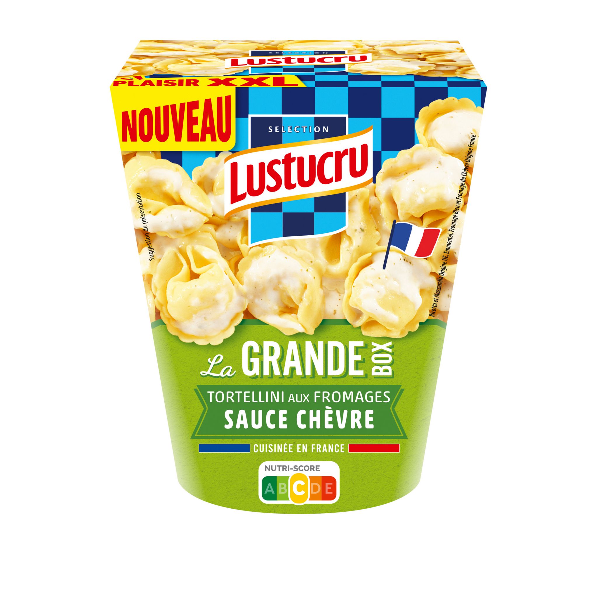 LUSTUCRU Box pâtes tortellini aux fromages sauce chèvre 1 part 360g