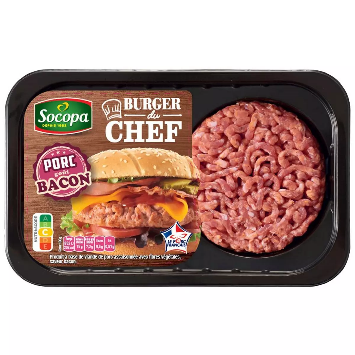 SOCOPA Burger du chef porc goût bacon 2x110g