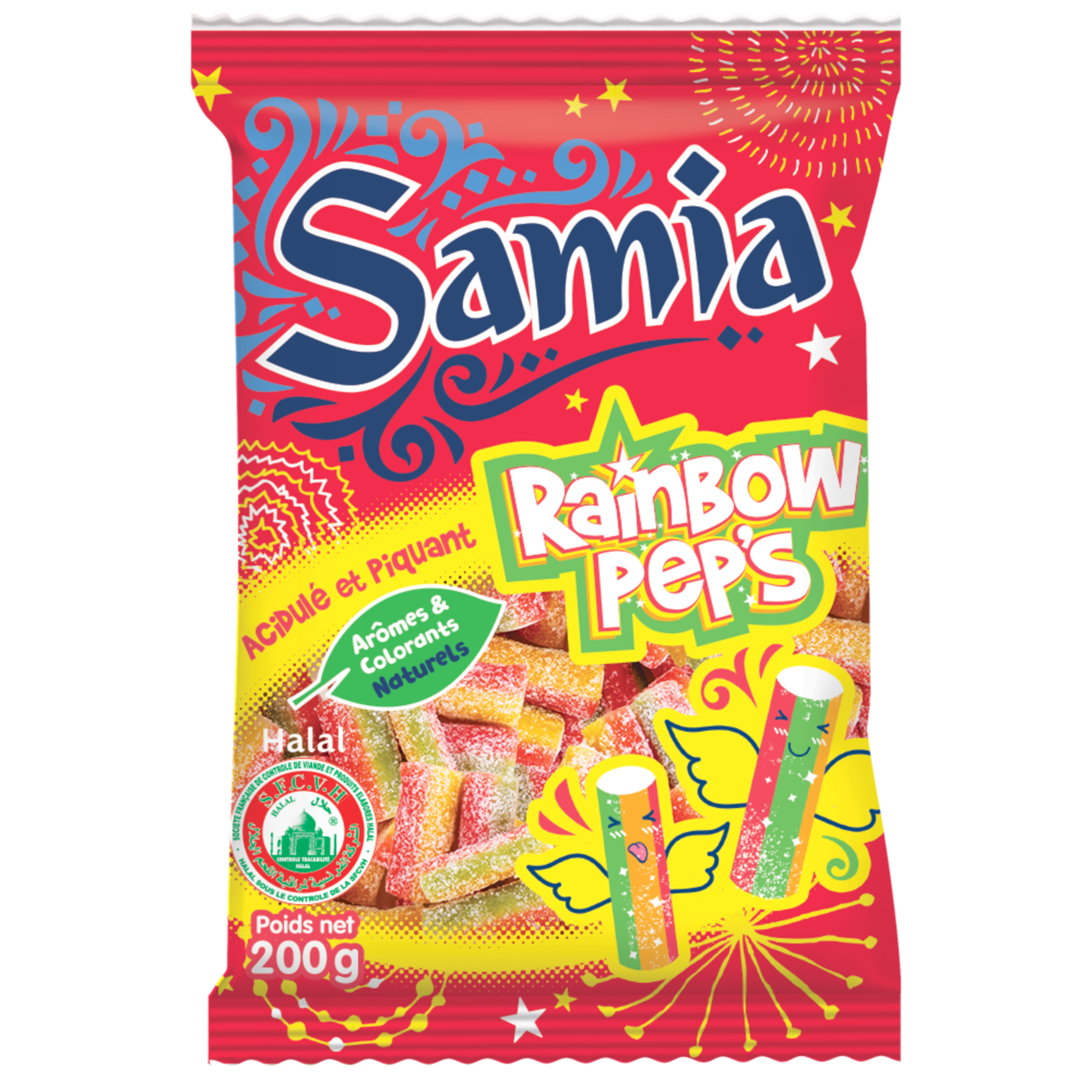 SAMIA Bonbons gélifiés halal Rainbow pep's acidulé et piquant 200g