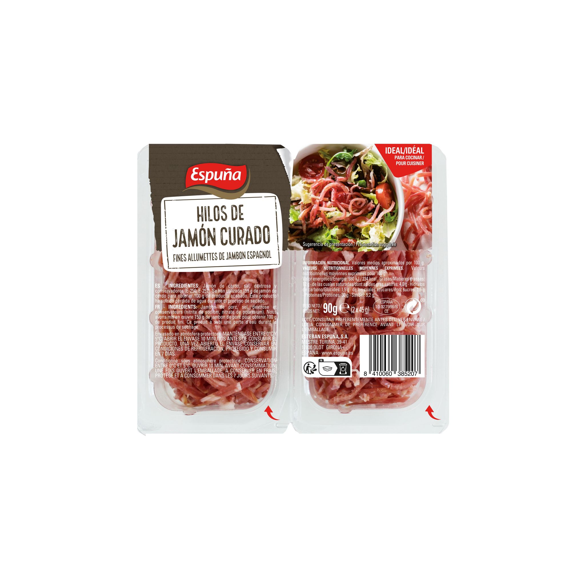 ESPUNA Fines allumettes de jambon sec Espagnol 90g