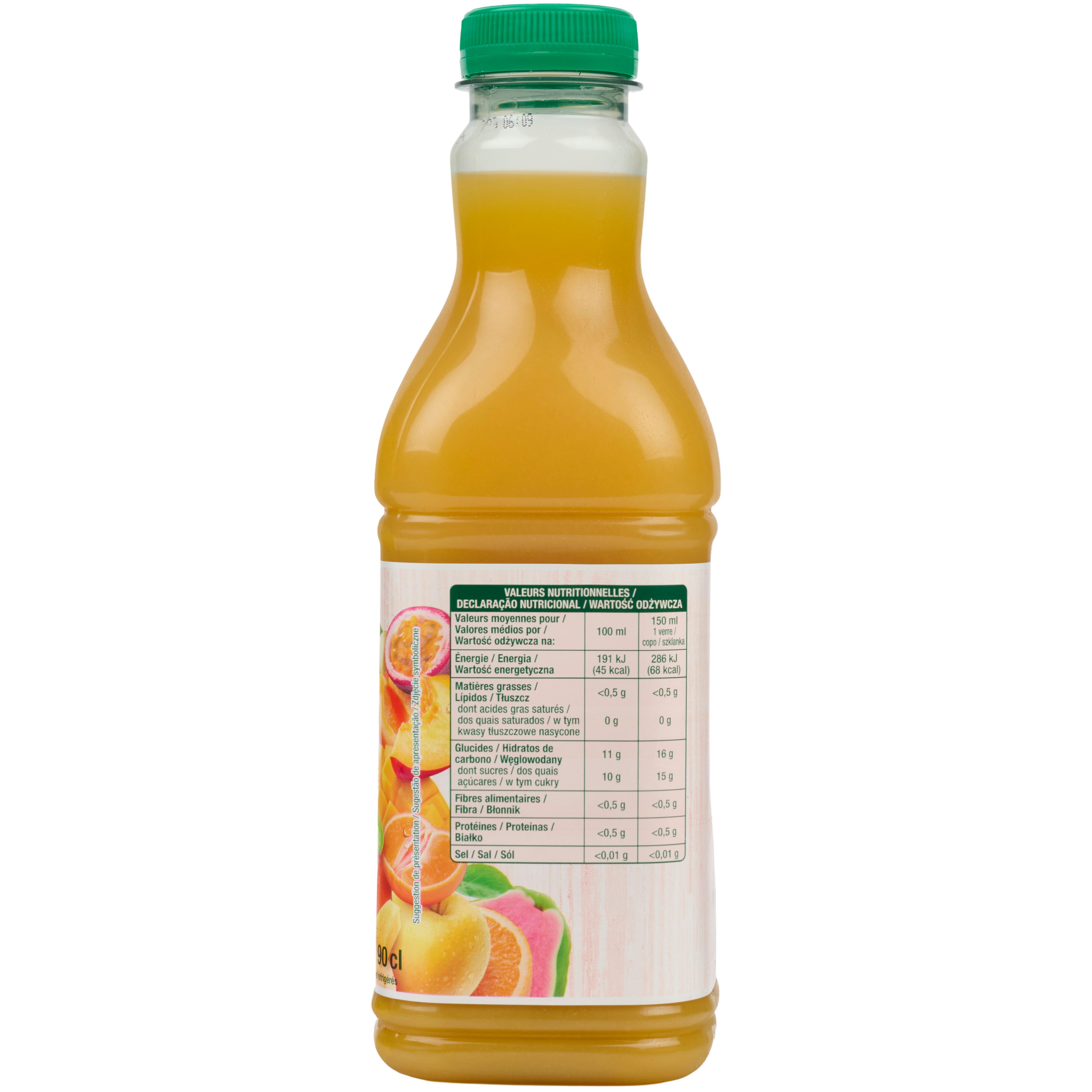 Voir la diapositive 2 : AUCHAN Pur jus multi fruits pressés 90cl