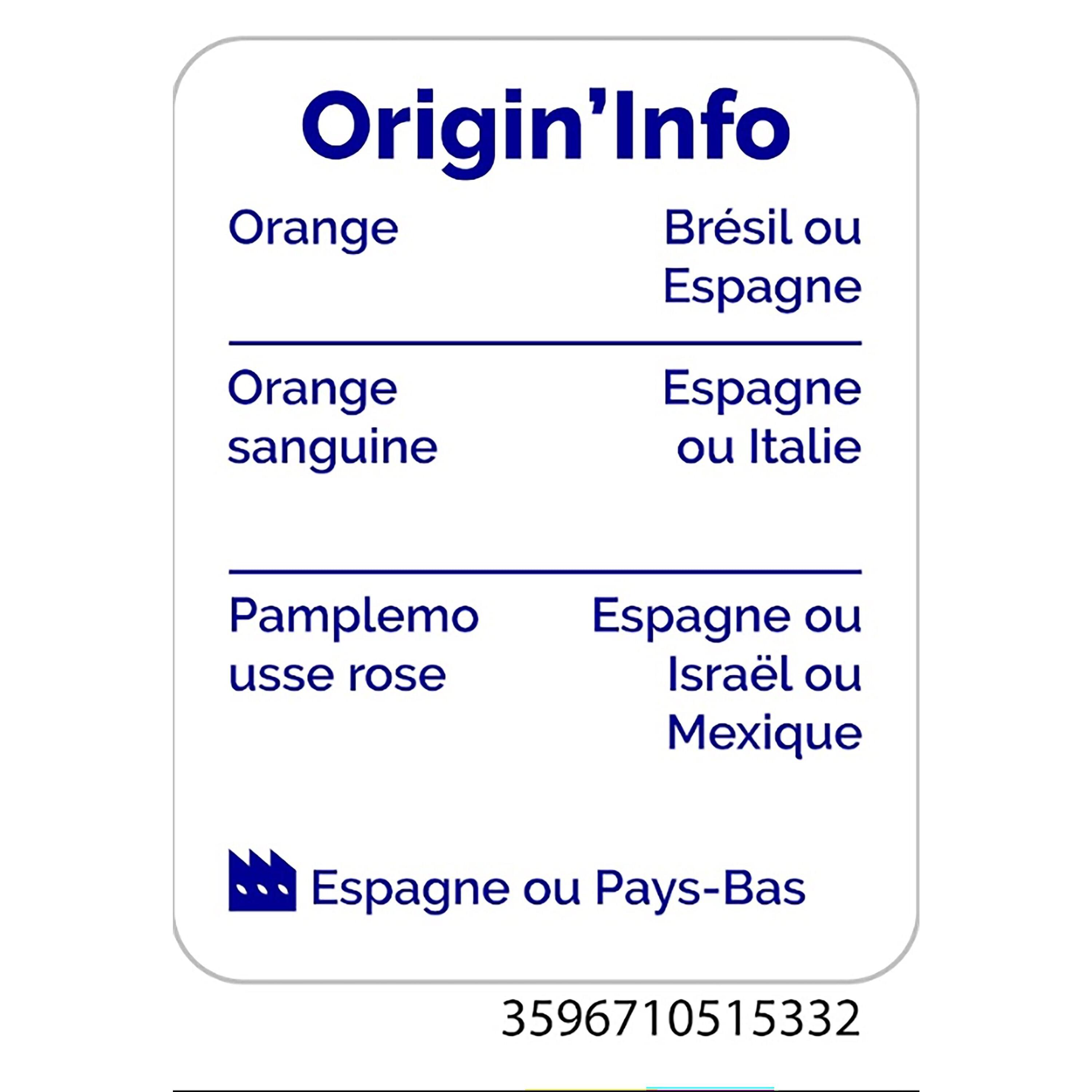 Voir la diapositive 2 : AUCHAN Jus de fruits pressé 3 agrumes 90cl