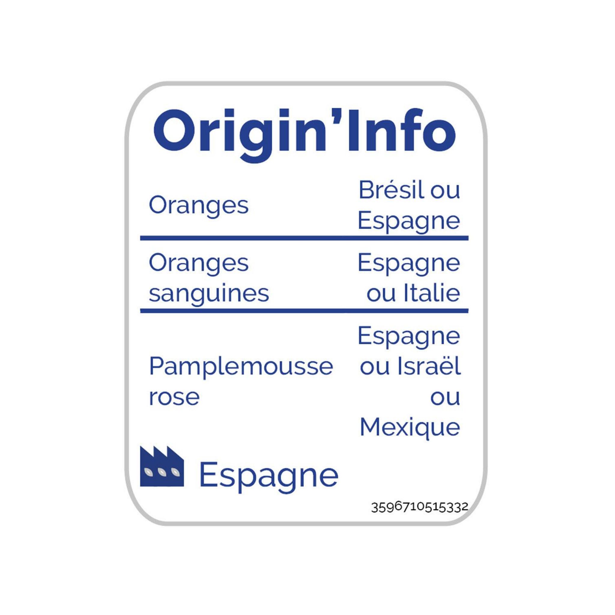 Voir la diapositive 3 : AUCHAN Jus de fruits pressé 3 agrumes 90cl