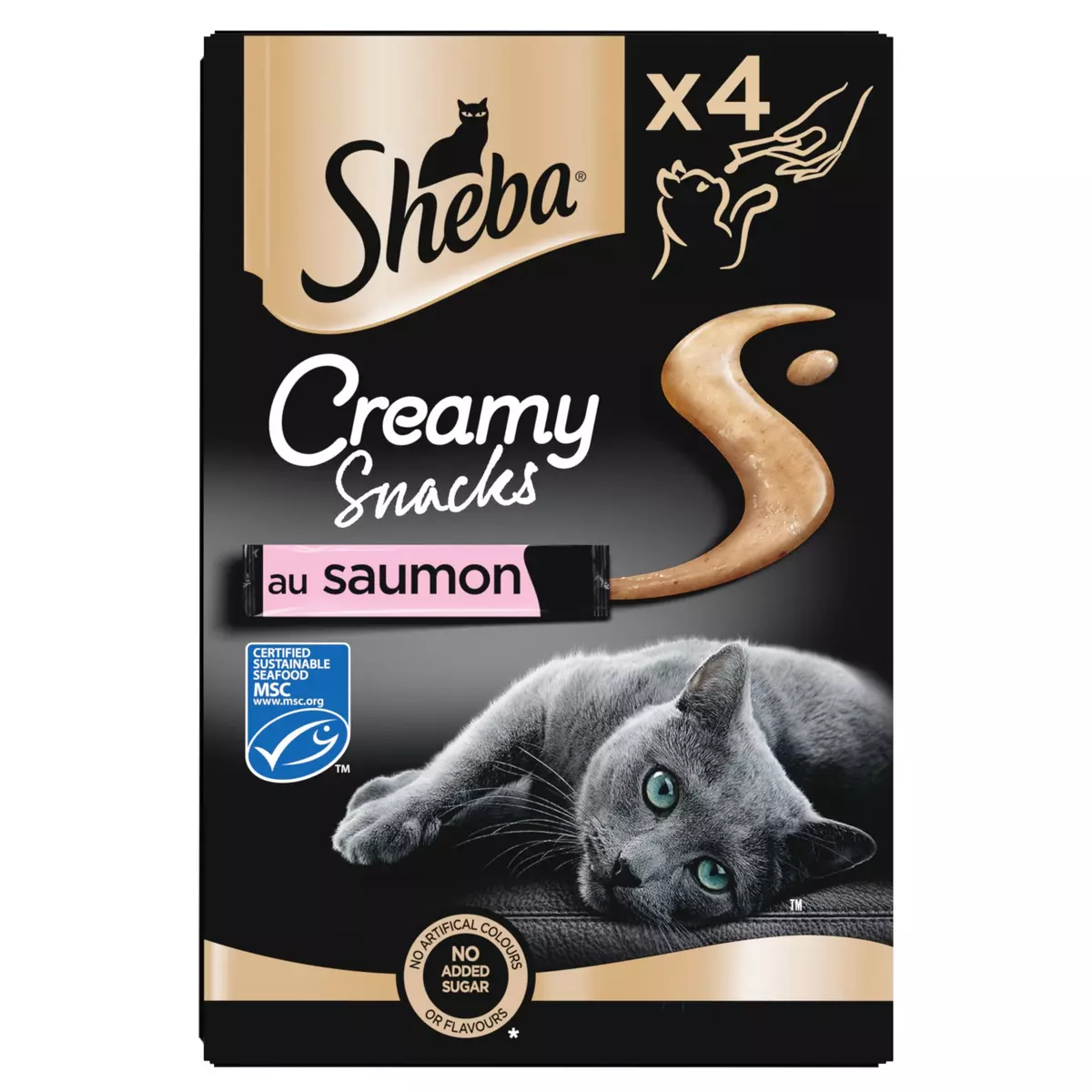 SHEBA Creamy Snacks friandises au saumon MSC pour chat adulte 4x12g