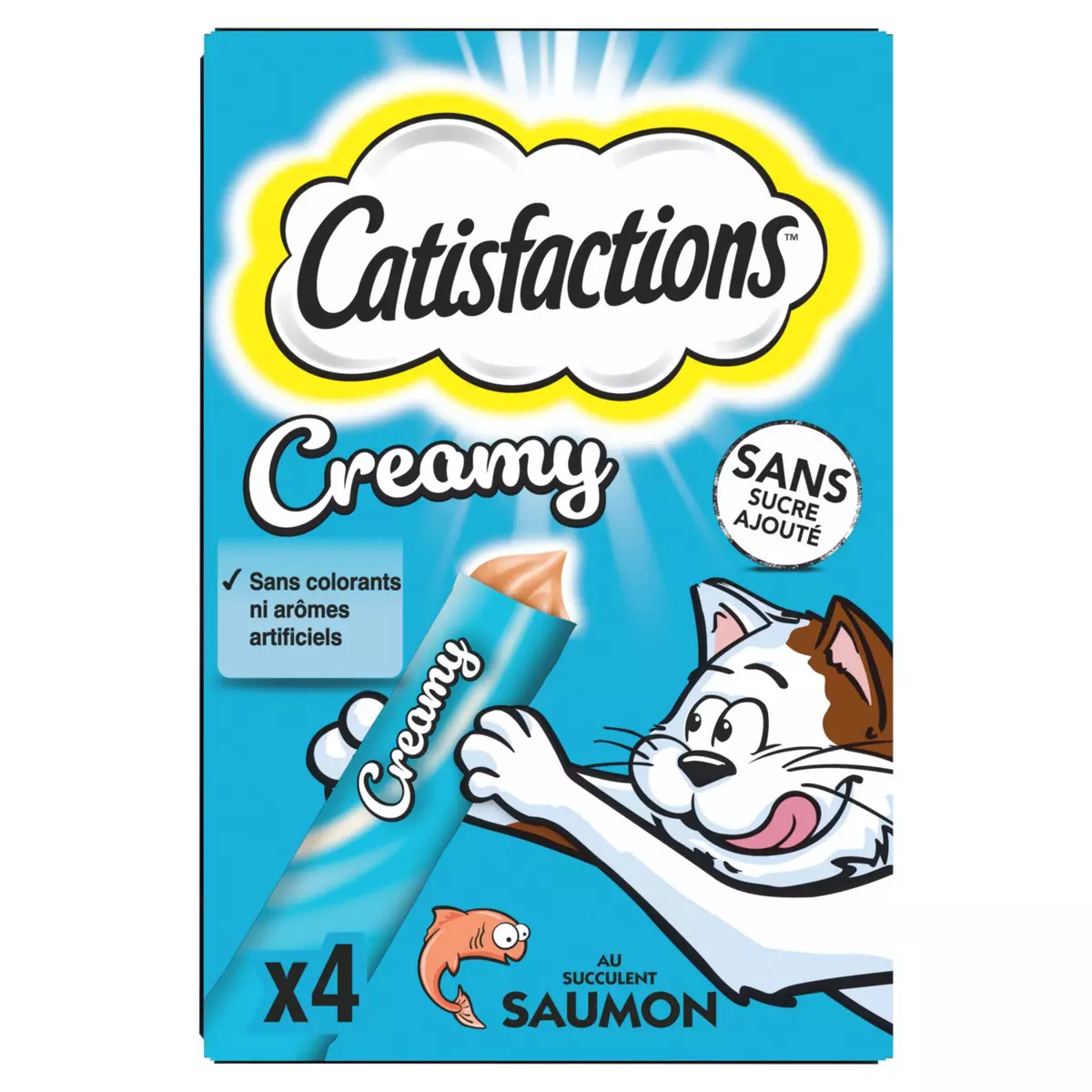 CATISFACTIONS Creamy snack saveur saumon pour chat 4 sachets 4x10g