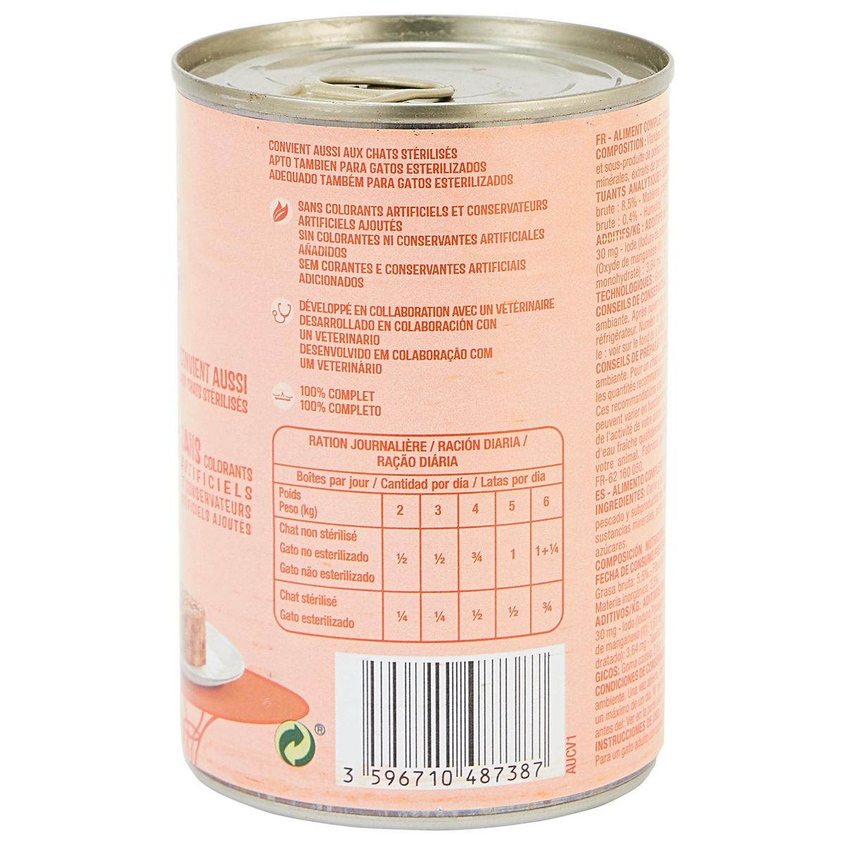 AUCHAN Terrine au thon pour chats et chats stérilisés 400g