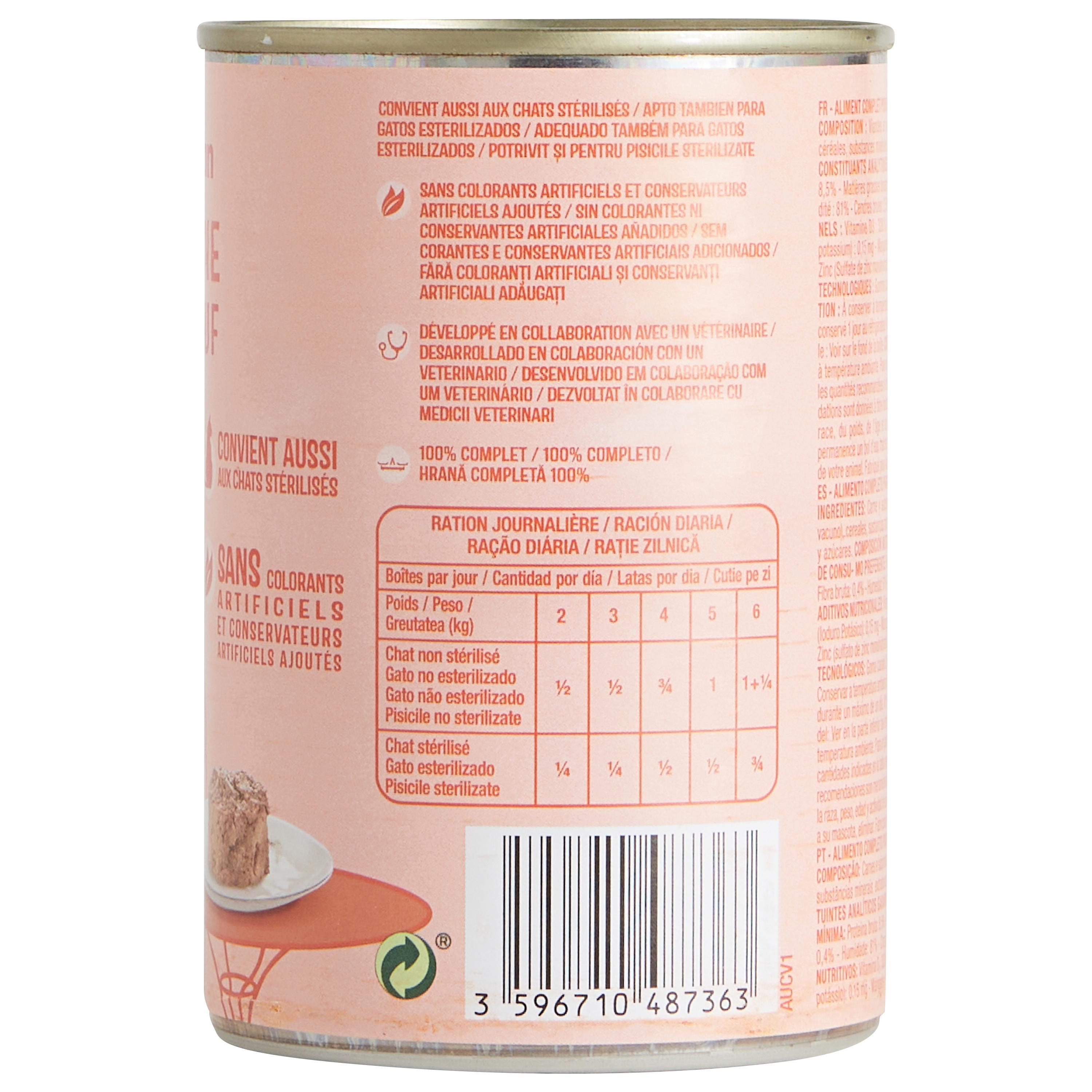Voir la diapositive 2 : AUCHAN Terrine au bœuf pour chats et chats stérilisés 400g