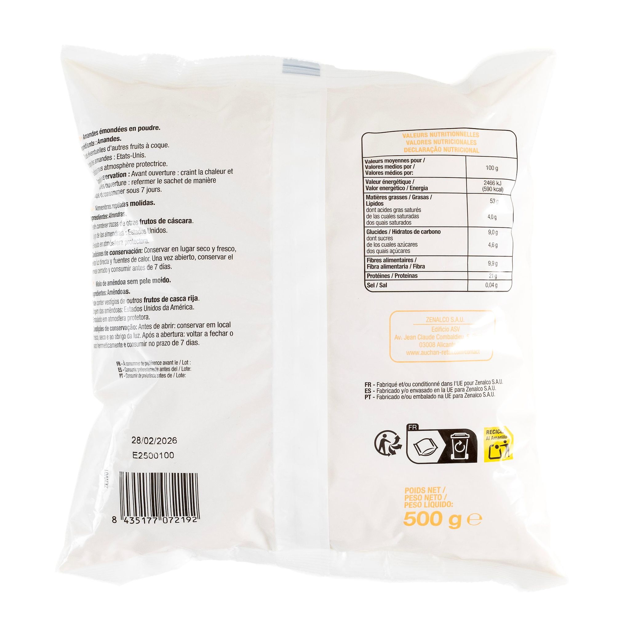 Voir la diapositive 2 : POUCE Amande en poudre 500g