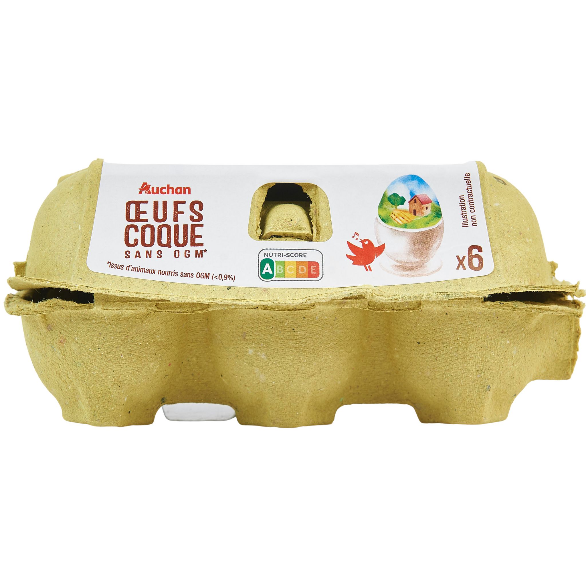 Voir la diapositive 2 : AUCHAN Œufs de poules 6 œufs