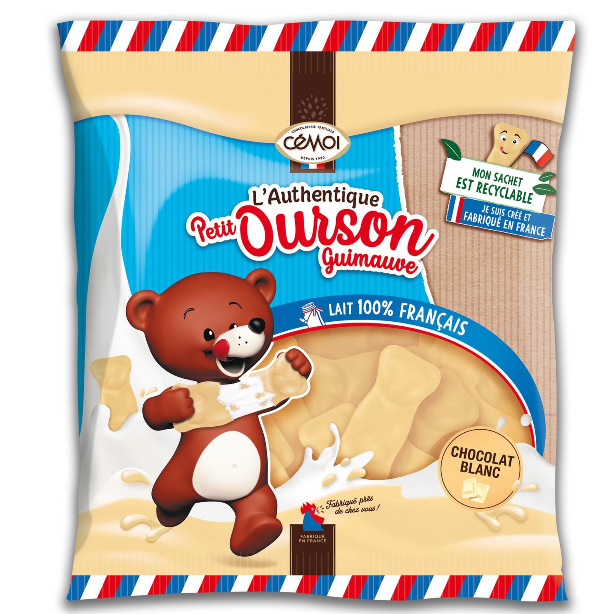 CEMOI L'authentique petit ourson guimauve chocolat blanc 170g